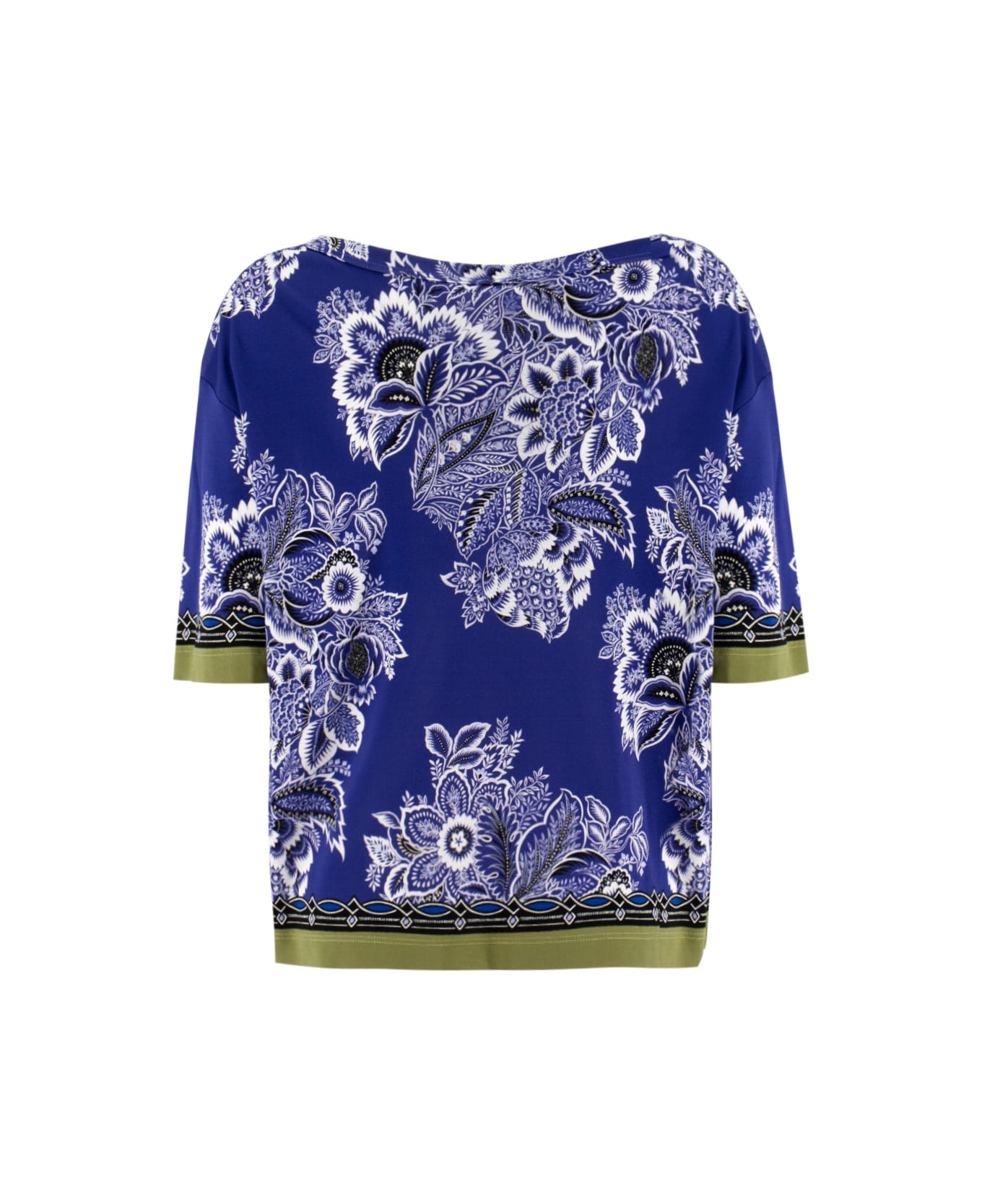 Etro Floral T-shirt - PRINT ON BLUE BASE Tシャツ