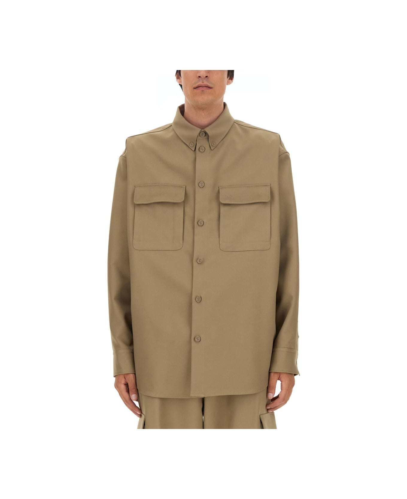 Off-White Oversize Fit Shirt - BEIGE
