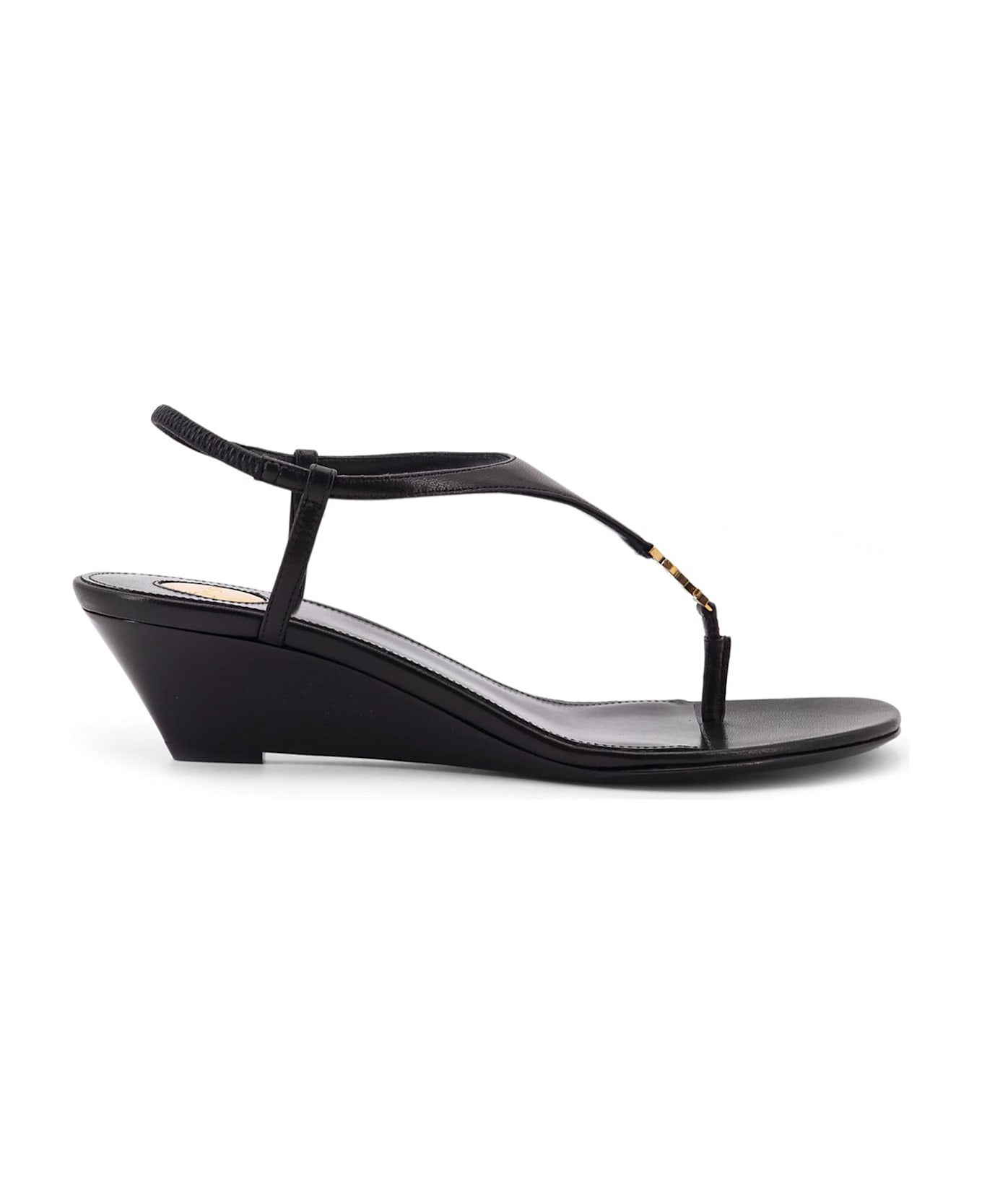 Saint Laurent Bridget 40 Rive Gauche Leather Sandals - Black
