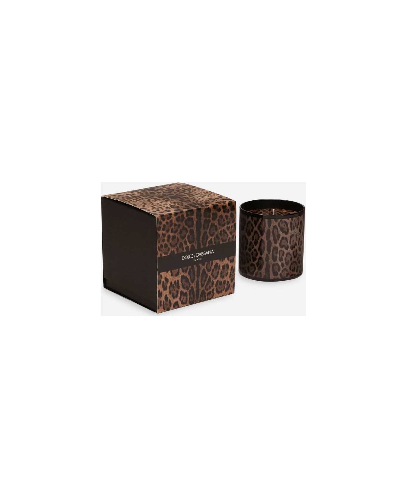 Dolce & Gabbana Patchouli Scented Candle With Leopard Print - Brown