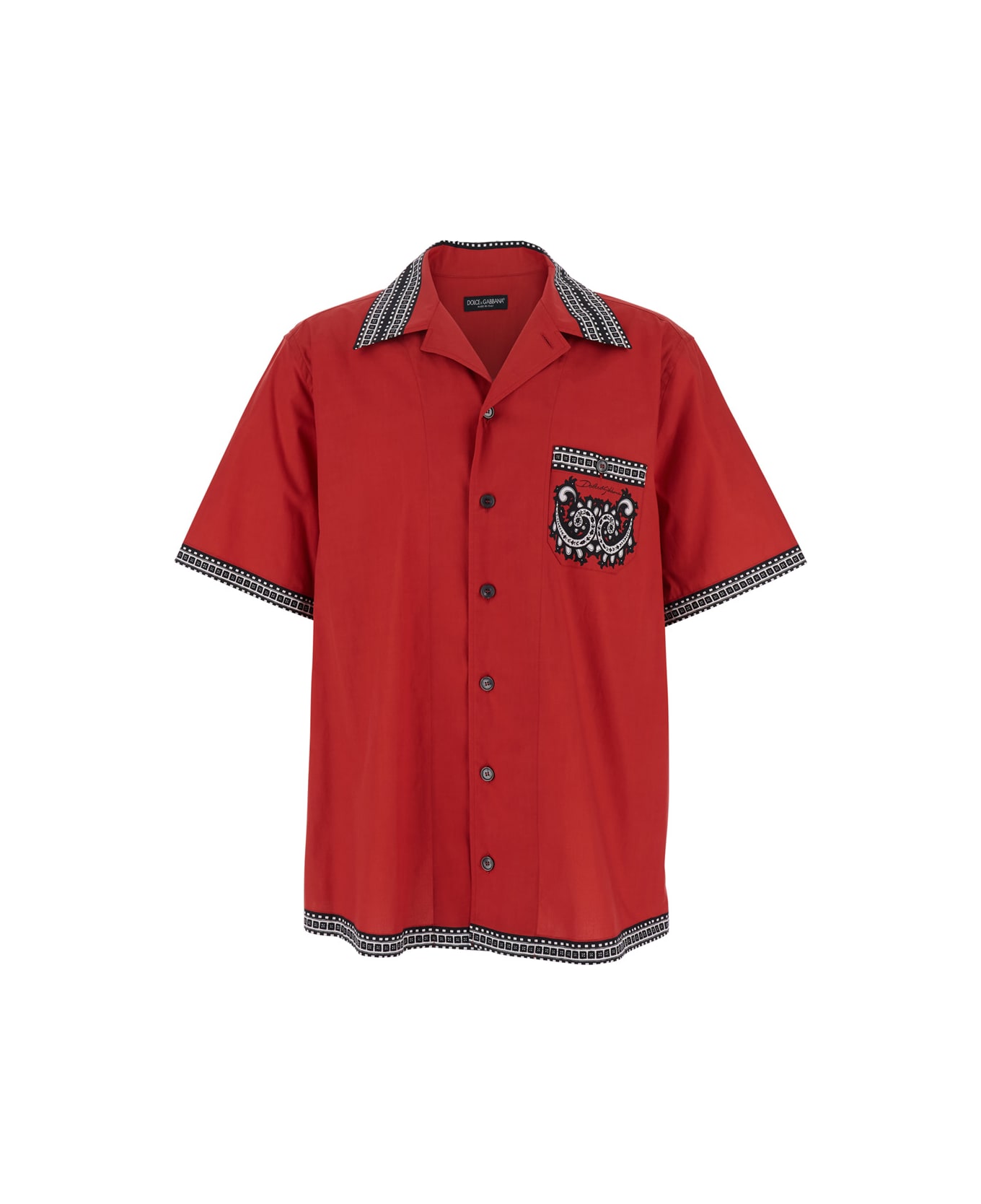 Dolce & Gabbana Red Shirt With Bandana Print On Front And Back In Cotton Man - Red
