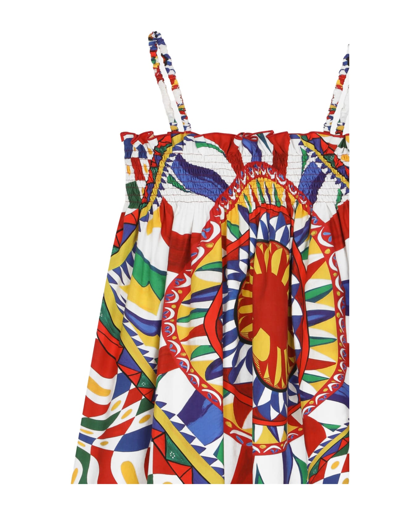 Dolce & Gabbana Sundress In Poplin With Cart Print - Multicolour ワンピース＆ドレス
