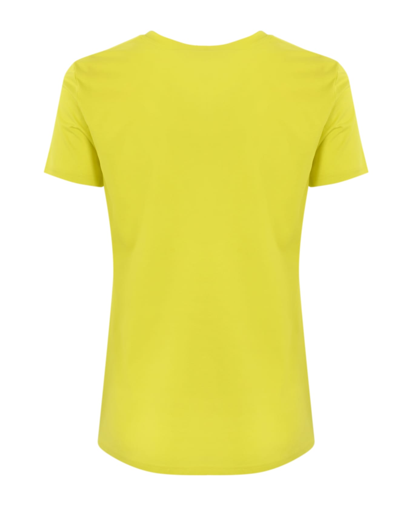Max Mara Studio Cotton T-shirt With Feathers - Limone