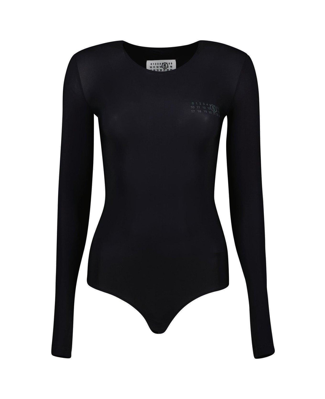 MM6 Maison Margiela Crewneck Long-sleeved Jumpsuit - BLACK