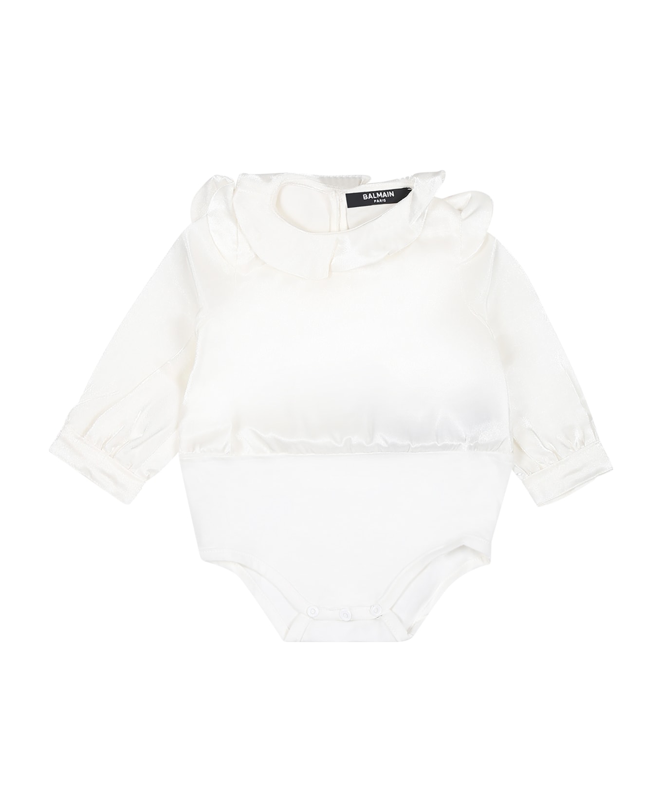 Balmain Ivory Satin Shirt For Baby Girls - Ivory シャツ