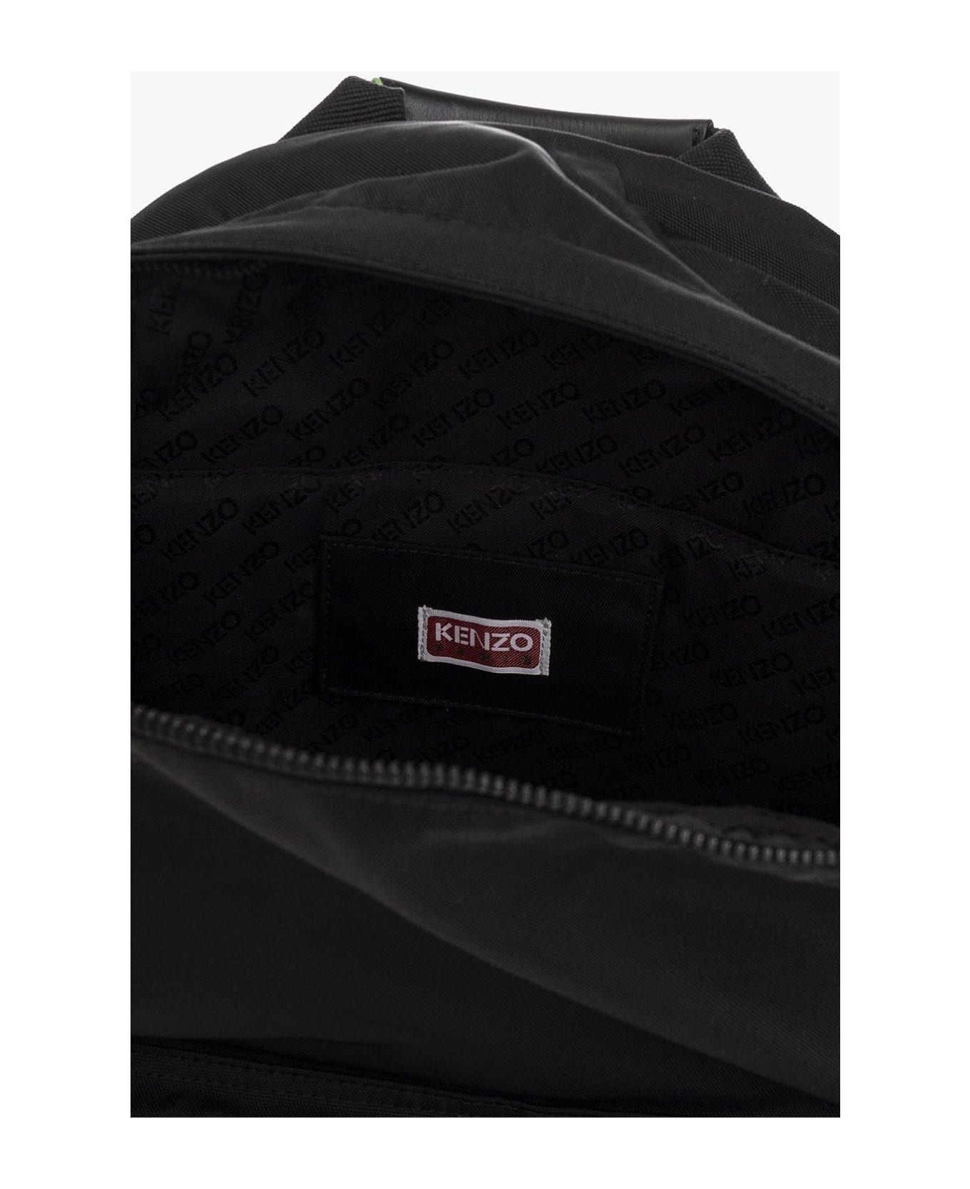 Kenzo Logo Printed Zipped Backpack - Nero