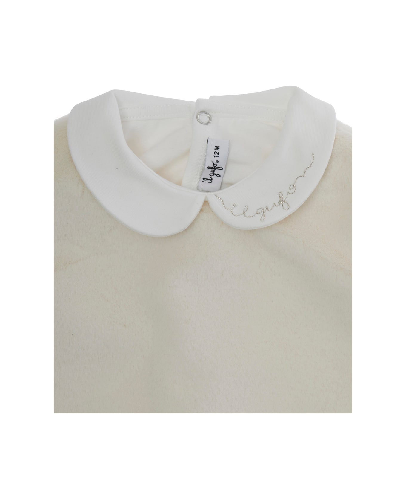 Il Gufo White Suit With Peter Pan Collar And Dungarees In Tech Fabric Baby - White