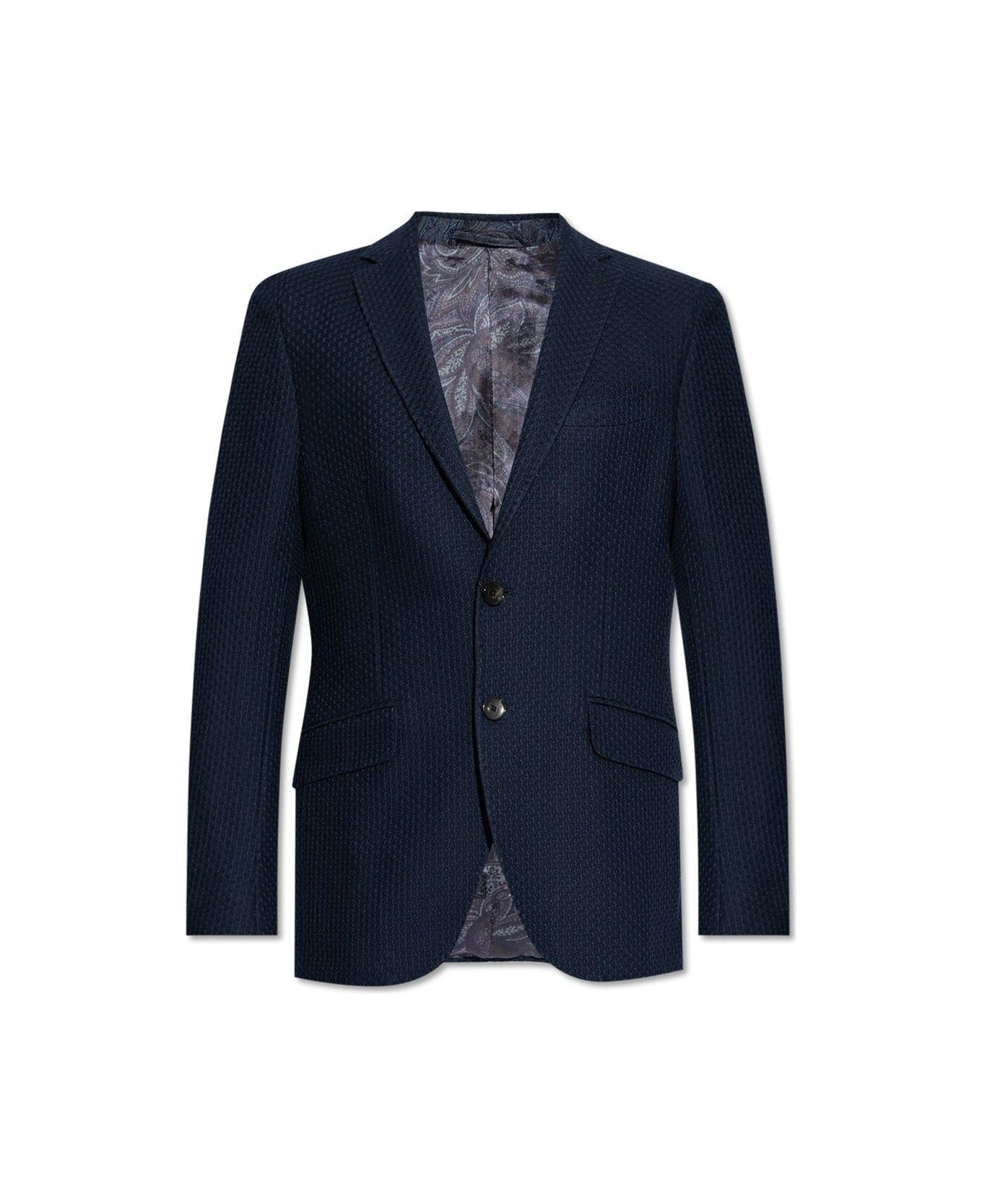 Etro Patterned Single-breasted Blazer Etro - BLUE