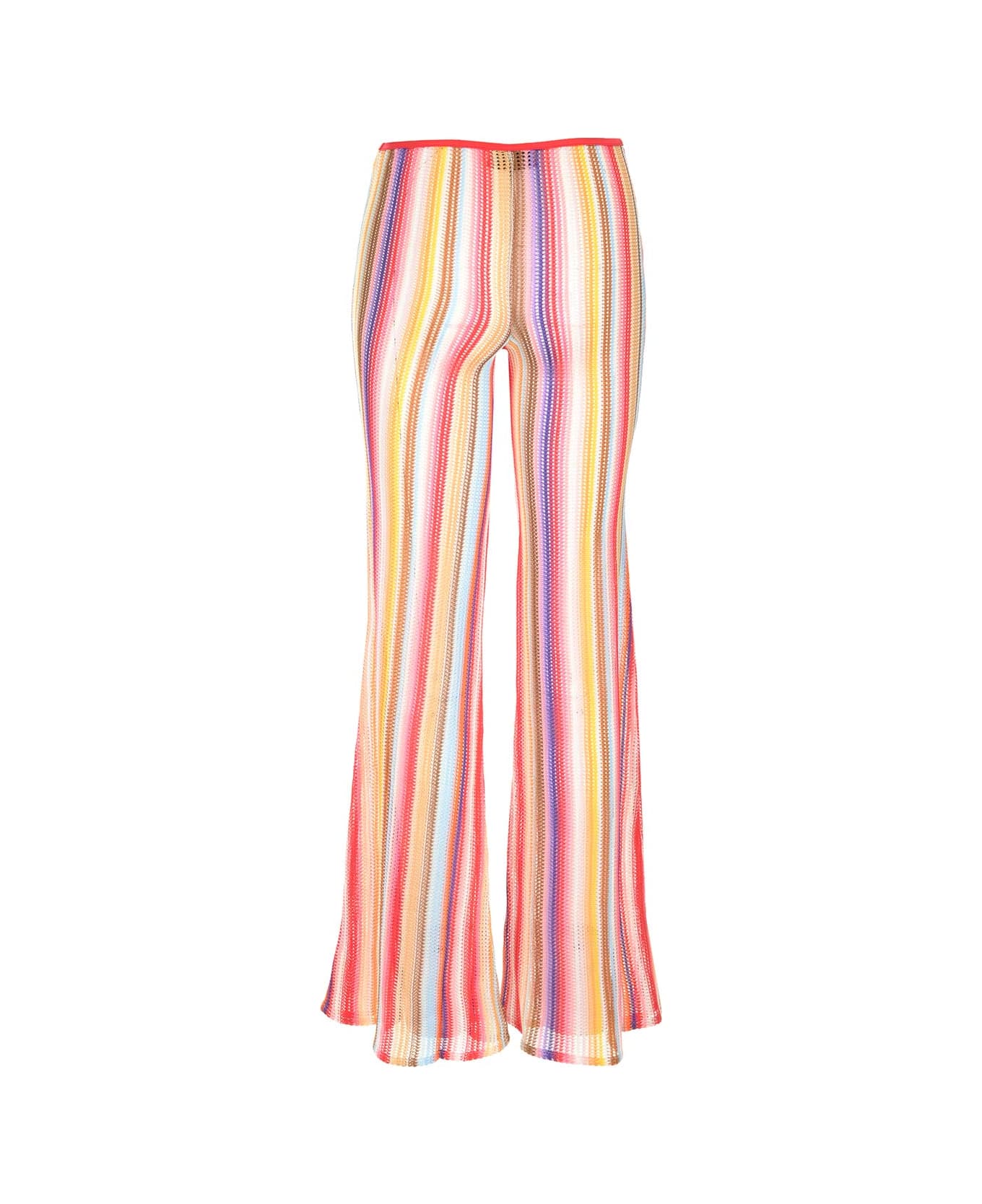 Missoni Flared Viscose Knit Trousers - Multicolor red strip ボトムス