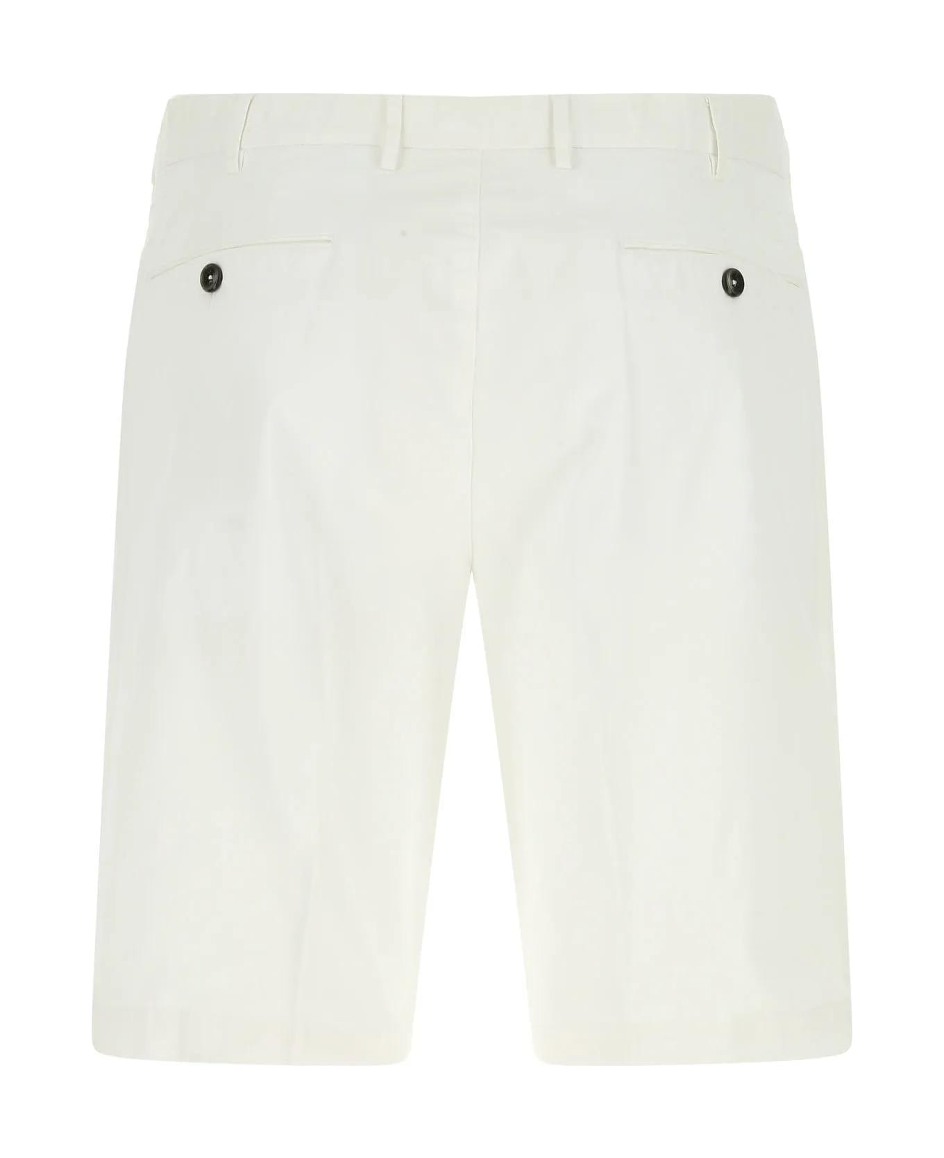 PT Torino White Stretch Cotton Bermuda Shorts - White