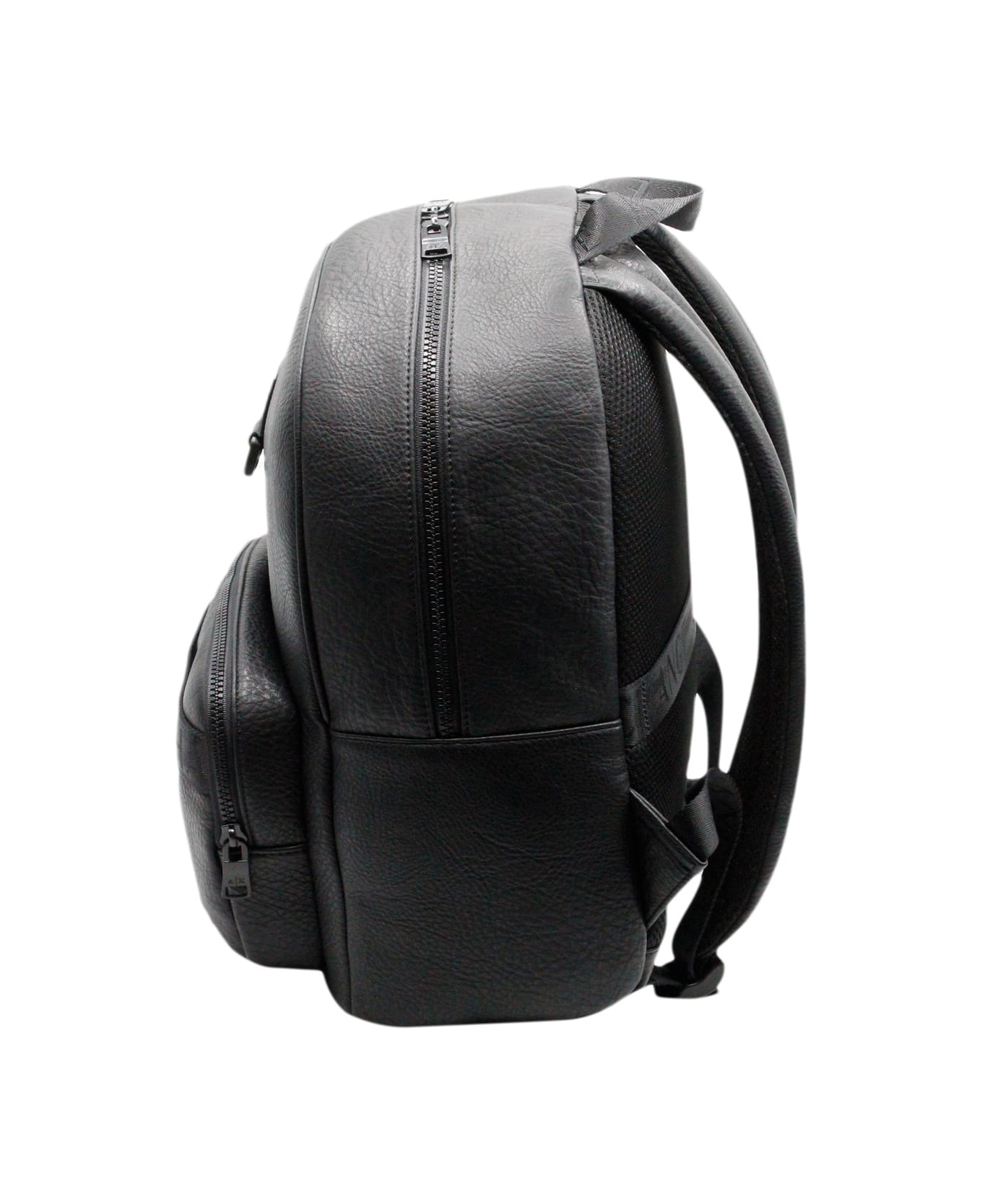 Armani Collezioni Backpack In Very Soft Soft Grain Eco-leather With Logo Written On The Front. Adjustable Shoulder Straps. Measures 38x32x12 Cm - Black バックパック