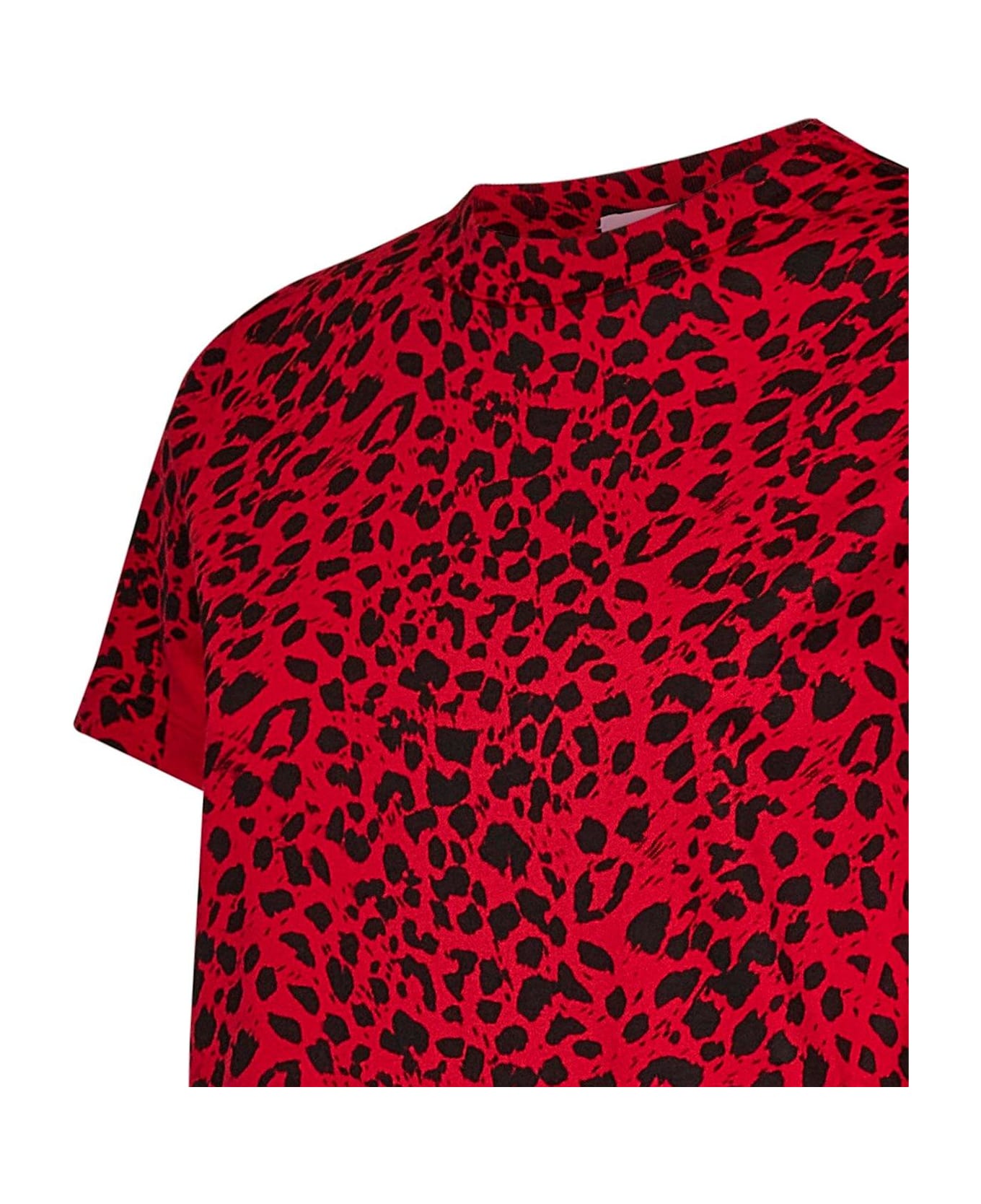 Alexander McQueen Leopard Printed Crewneck T-shirt - Red