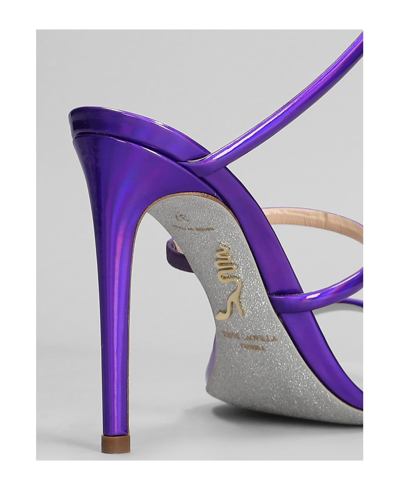 René Caovilla Cleo Metallic Sandals In Viola Leather - Viola