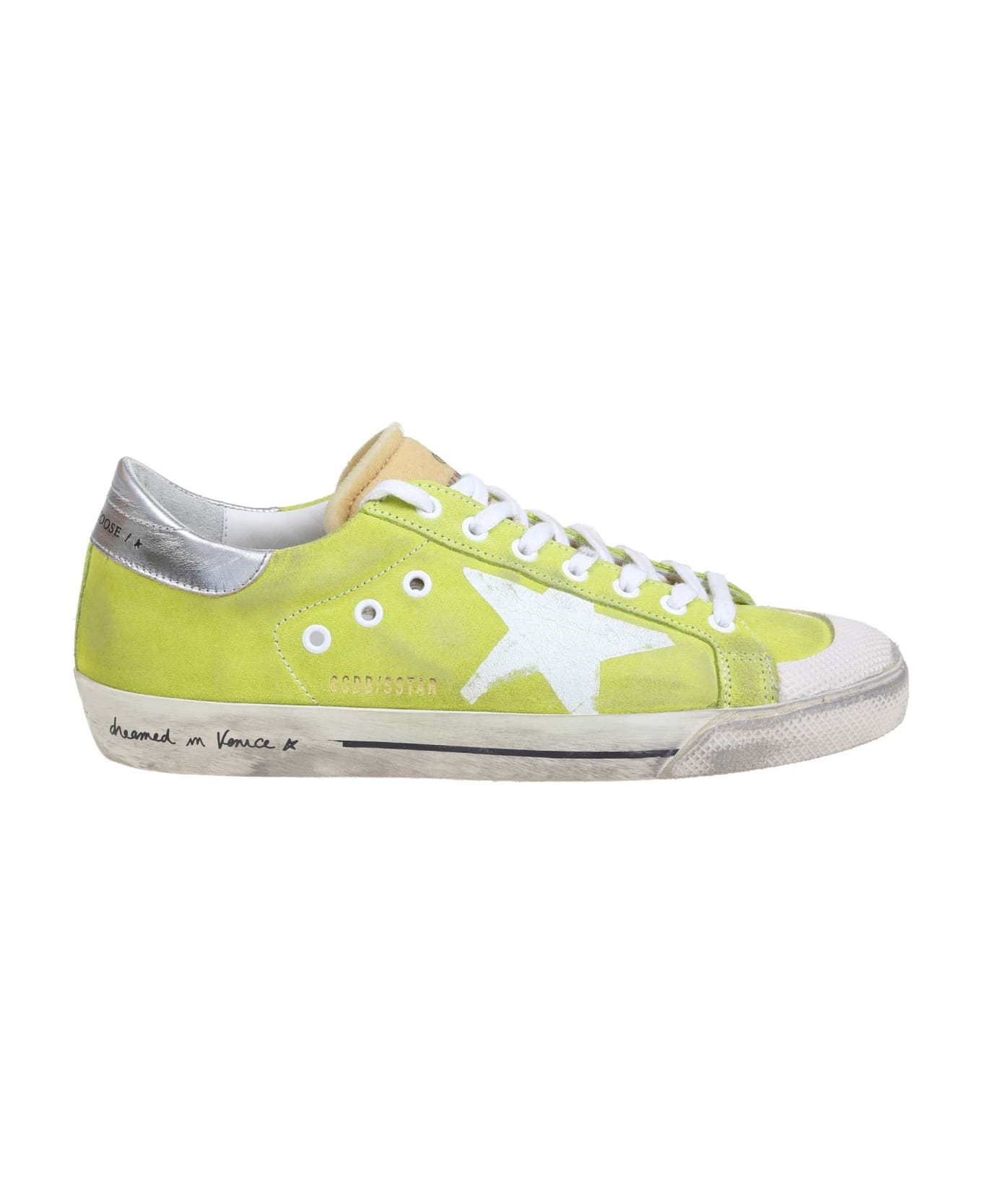 Golden Goose Super Star Sneakers In Lime Green Suede - Green