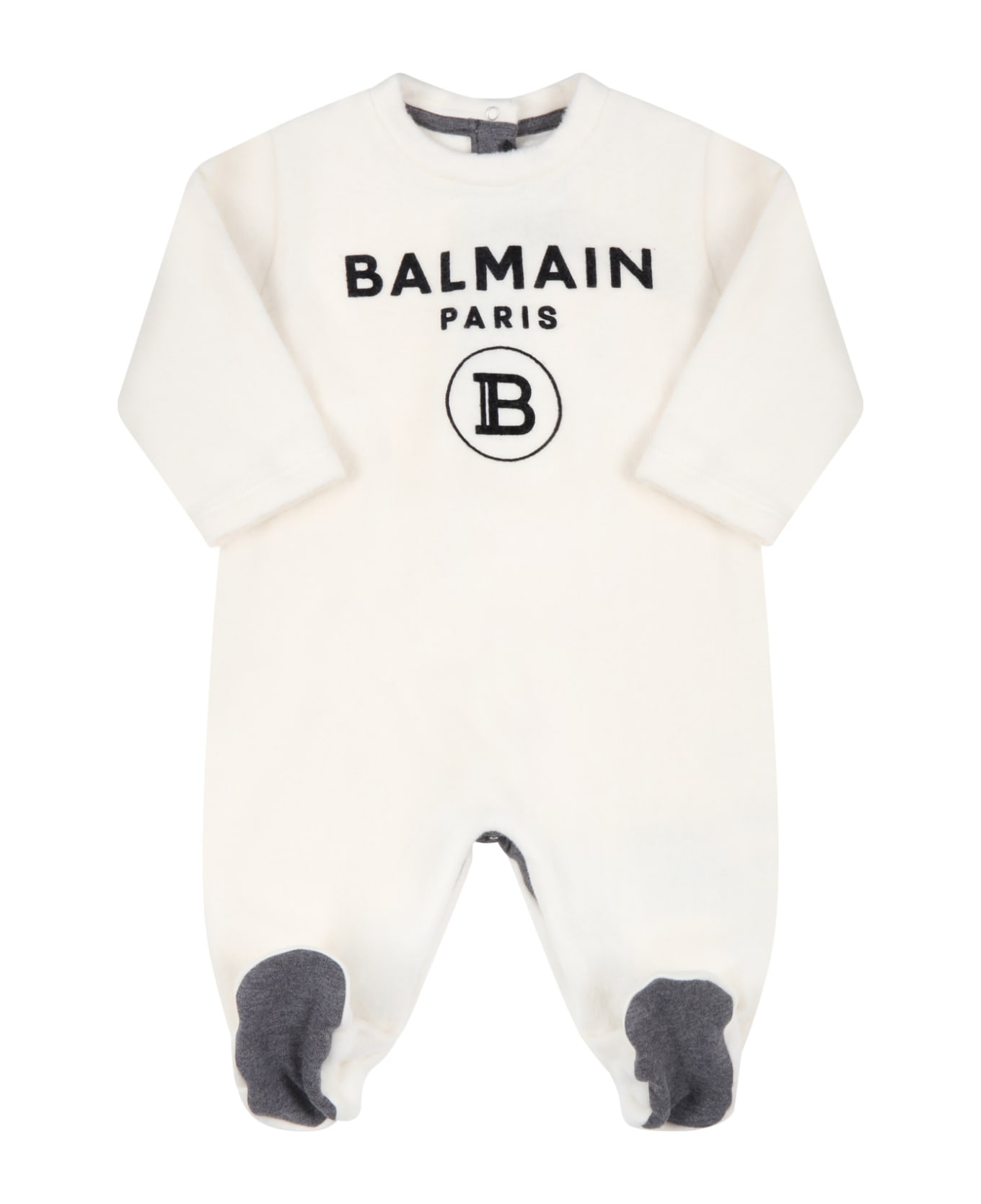 Balmain Ivory Set For Baby Boy With Logo - Ivory