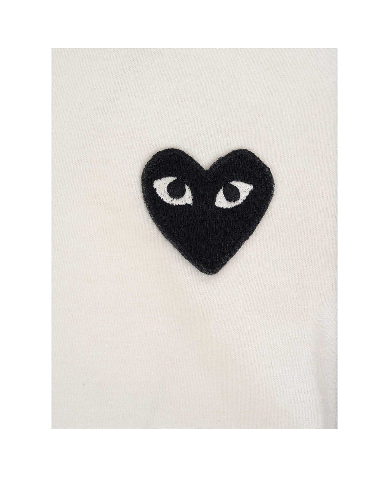 Comme des Garçons Play Heart Logo Patch Polo Shirt - White