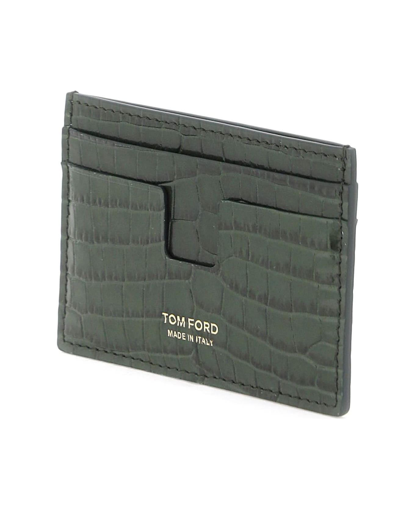 Tom Ford 4 Slots Crocodile Green Wallet - RIFLE GREEN (Green)