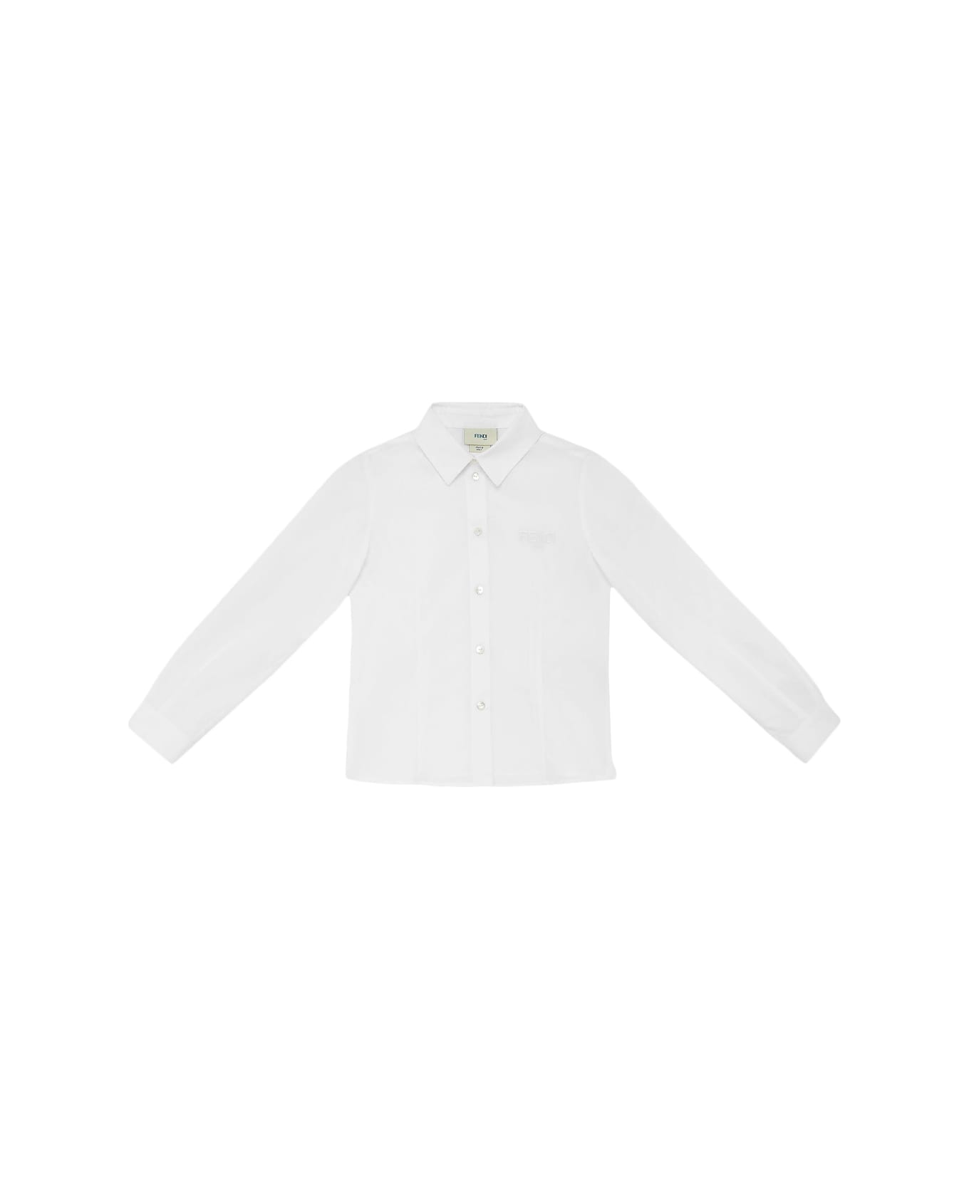 Fendi Chalk Cotton Poplin Shirt With Logo - White