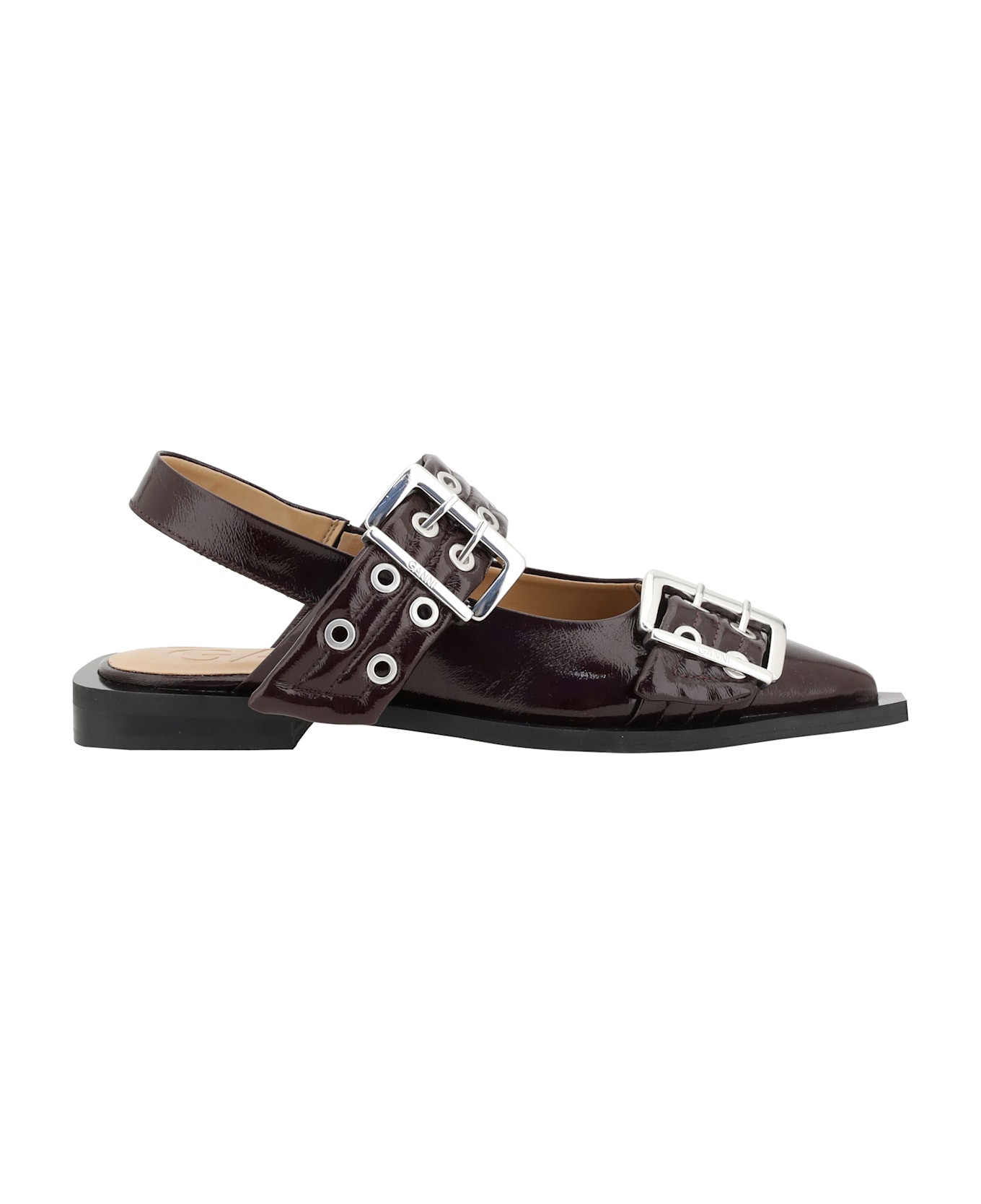 Ganni Buckle Ballerinas - Rosso フラットシューズ