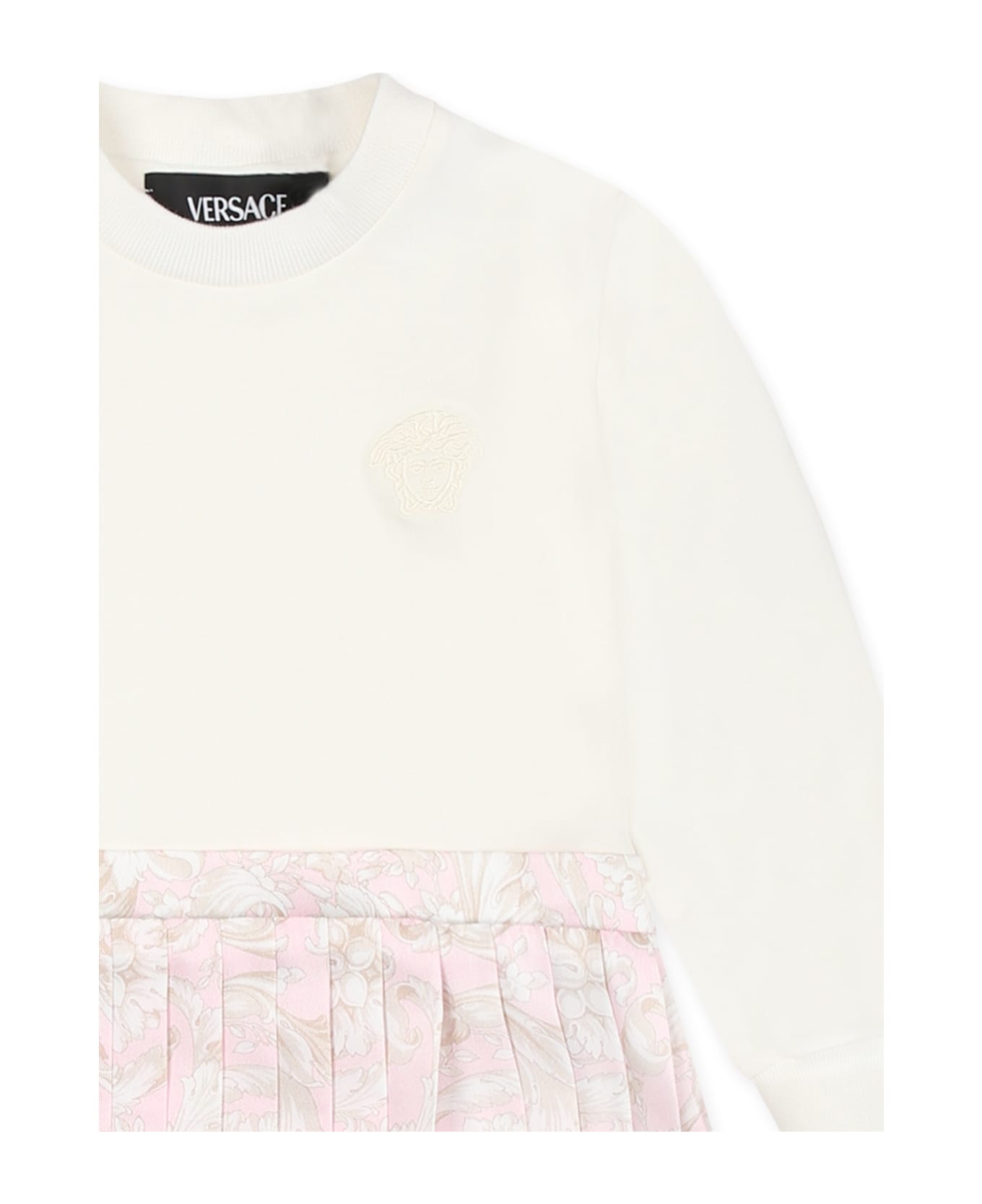 Versace White Dress For Baby Girl With Medusa - White
