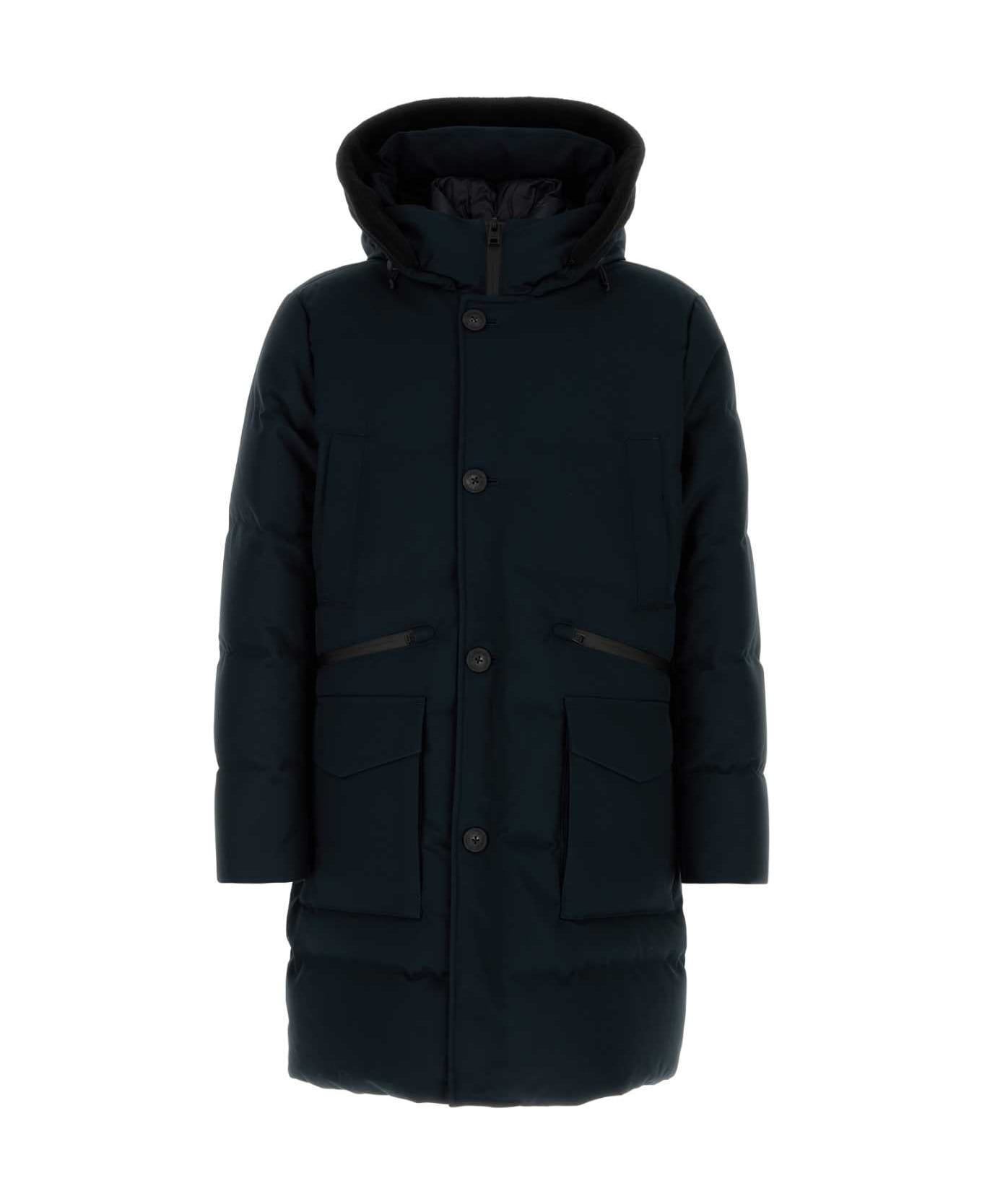 Woolrich Navy Blue Twill Parka - MELTONBLUE