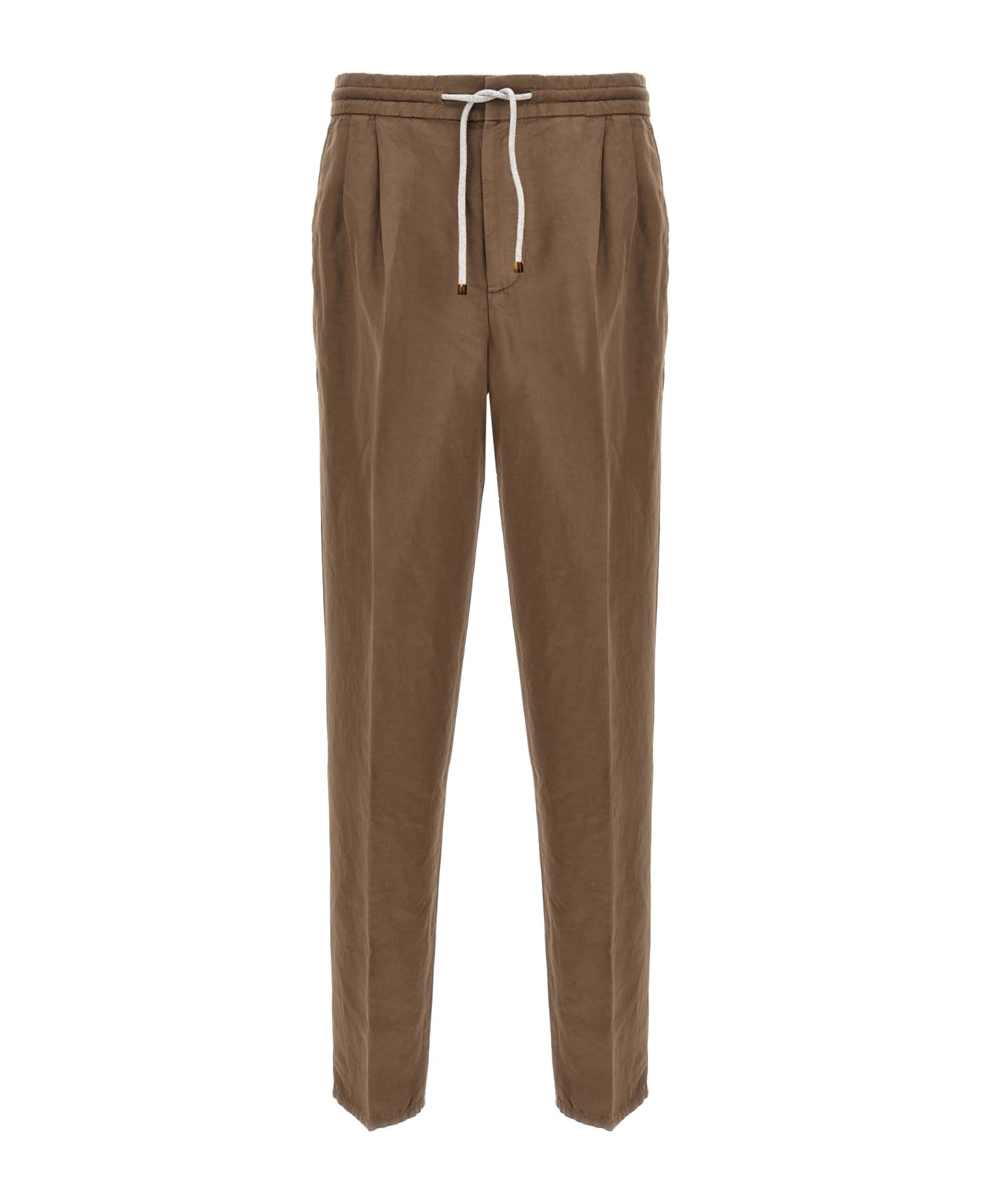 Brunello Cucinelli Linen And Cotton Pants - Brown