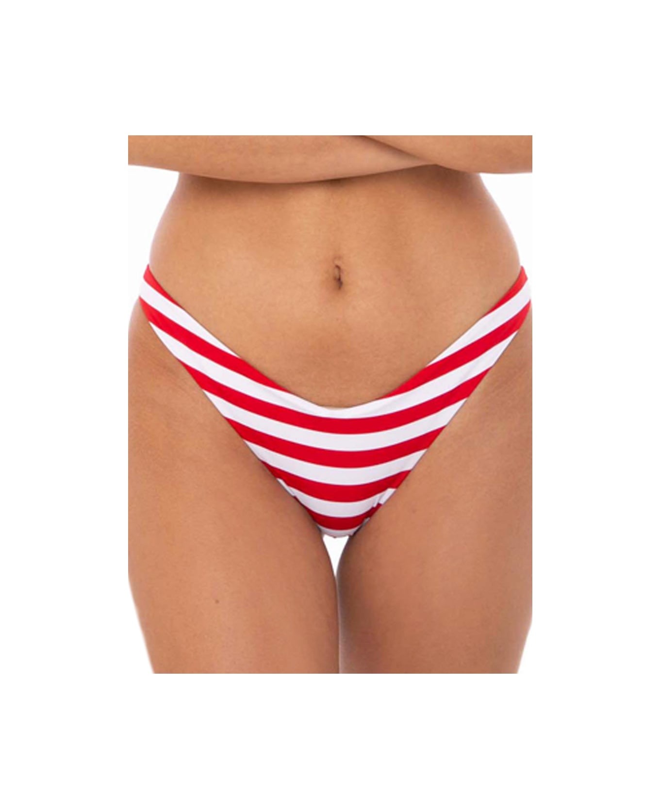 MC2 Saint Barth Woman Cheeky Swim Briefs With Stripes - RED