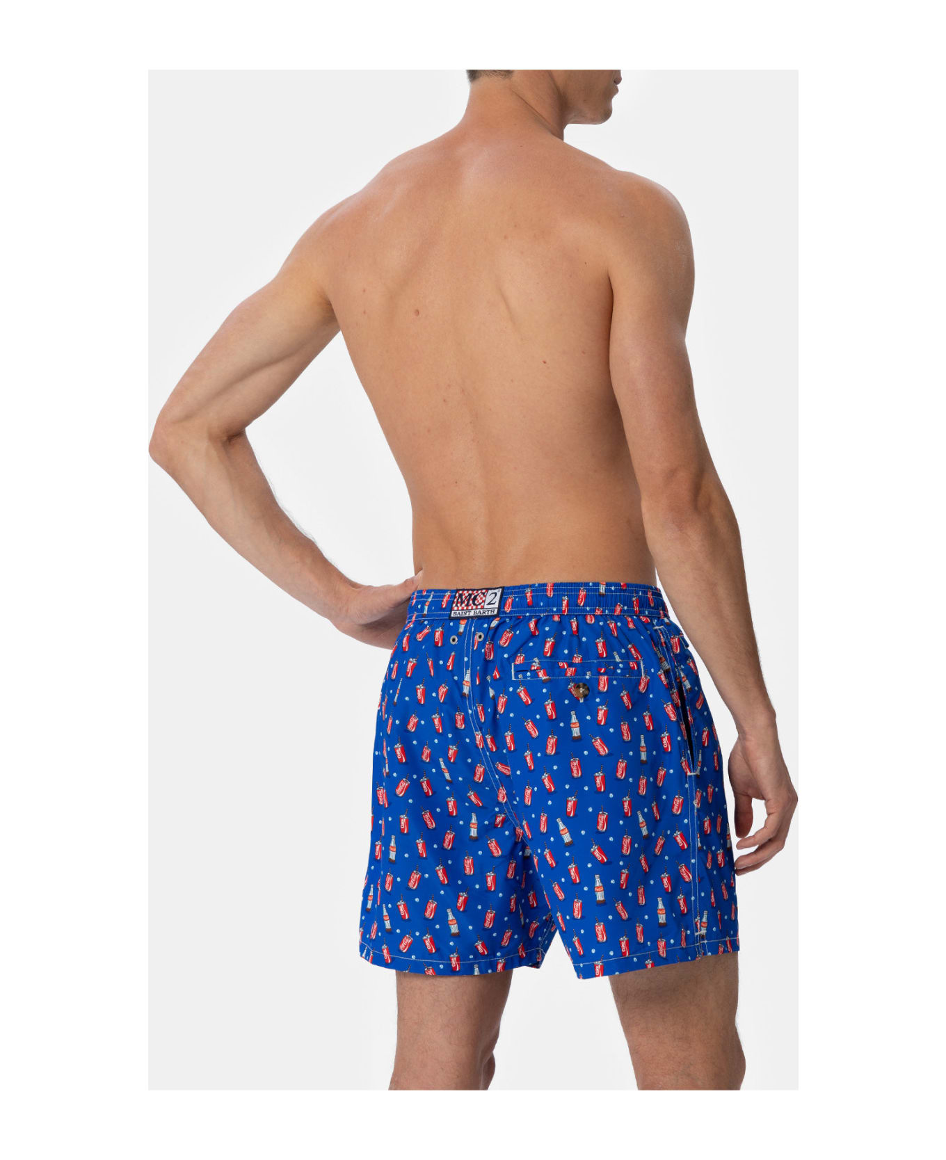 MC2 Saint Barth Man Lightweight Fabric Swim-shorts Lighting Micro Fantasy With Coca Cola Print | The Coca Cola Company Special Edition - BLUE