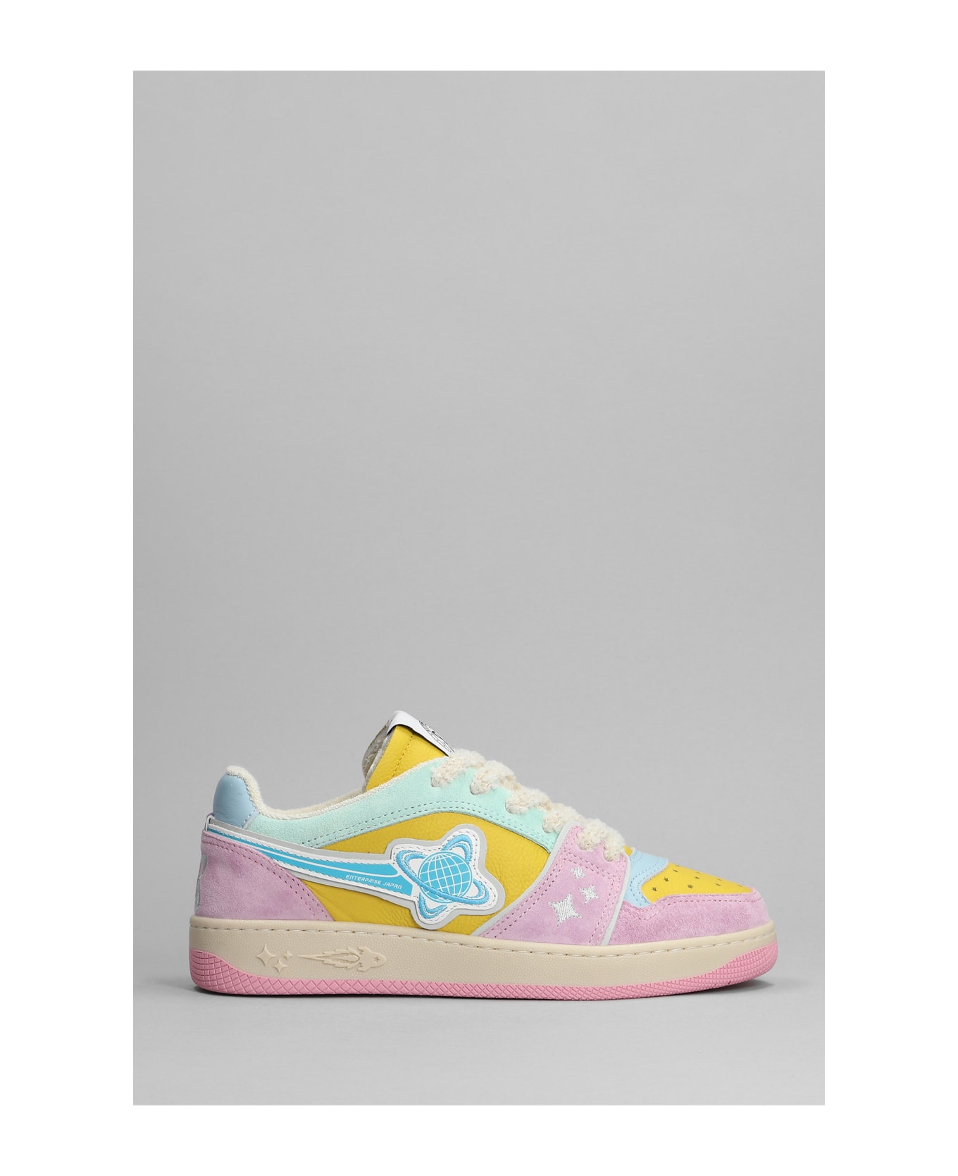 Enterprise Japan Sneakers In Rose-pink Suede And Leather - YELLOW/BLUE