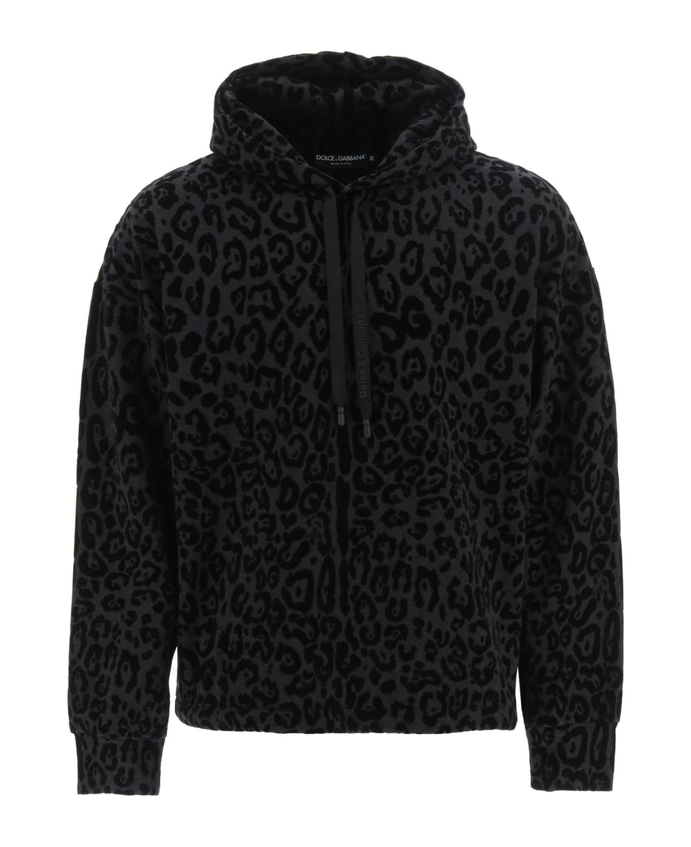Dolce & Gabbana Flocked Leopard Hoodie - VARIANTE ABBINATA (Black)