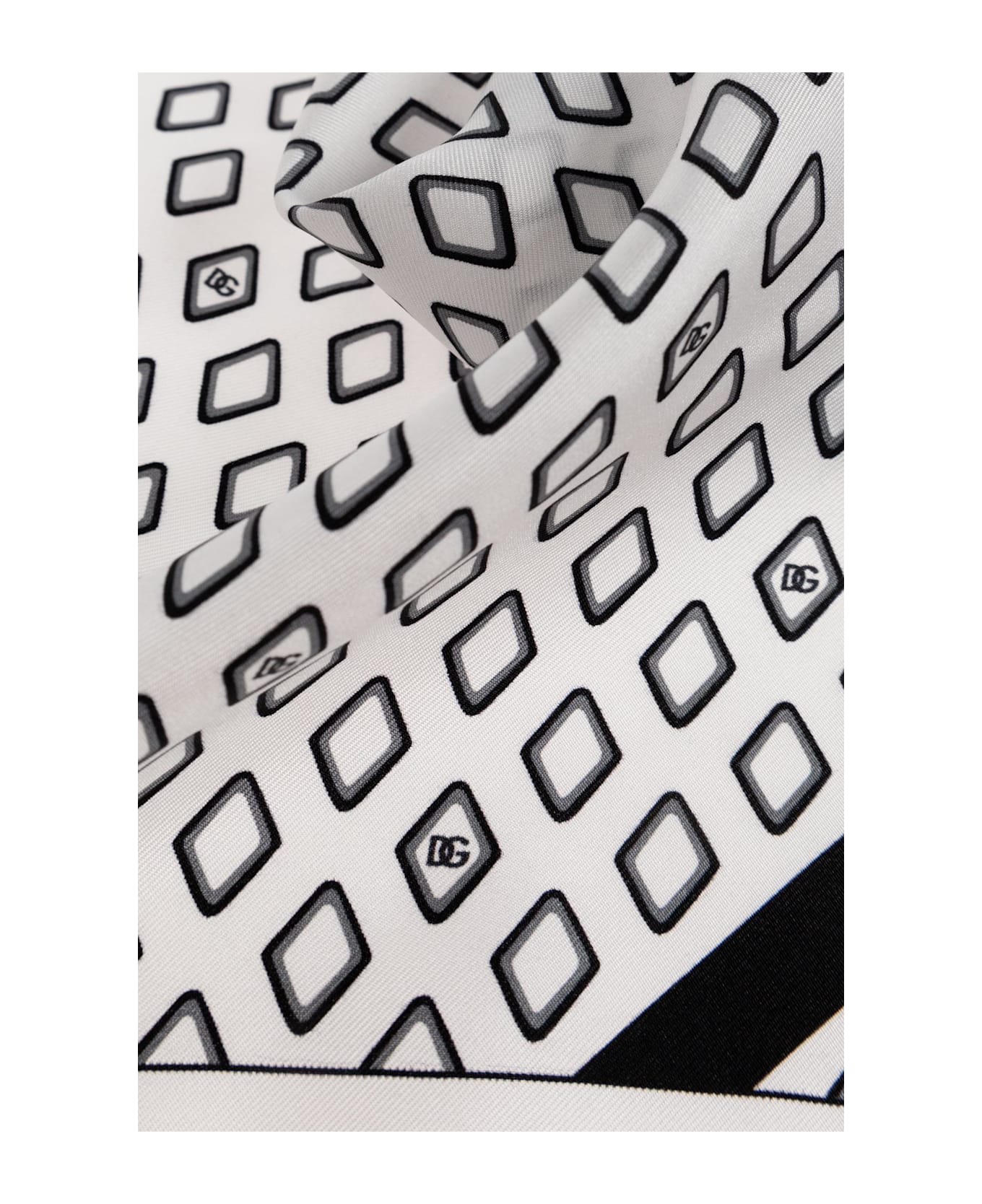 Dolce 
Gabbana Silk Pocket Square - BIANCO/NERO