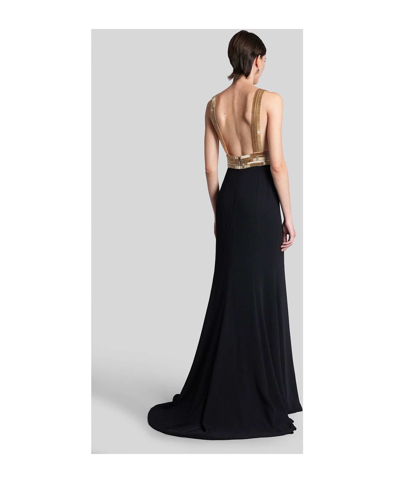 Costarellos Lucine Long Dress In Black Polyester - black