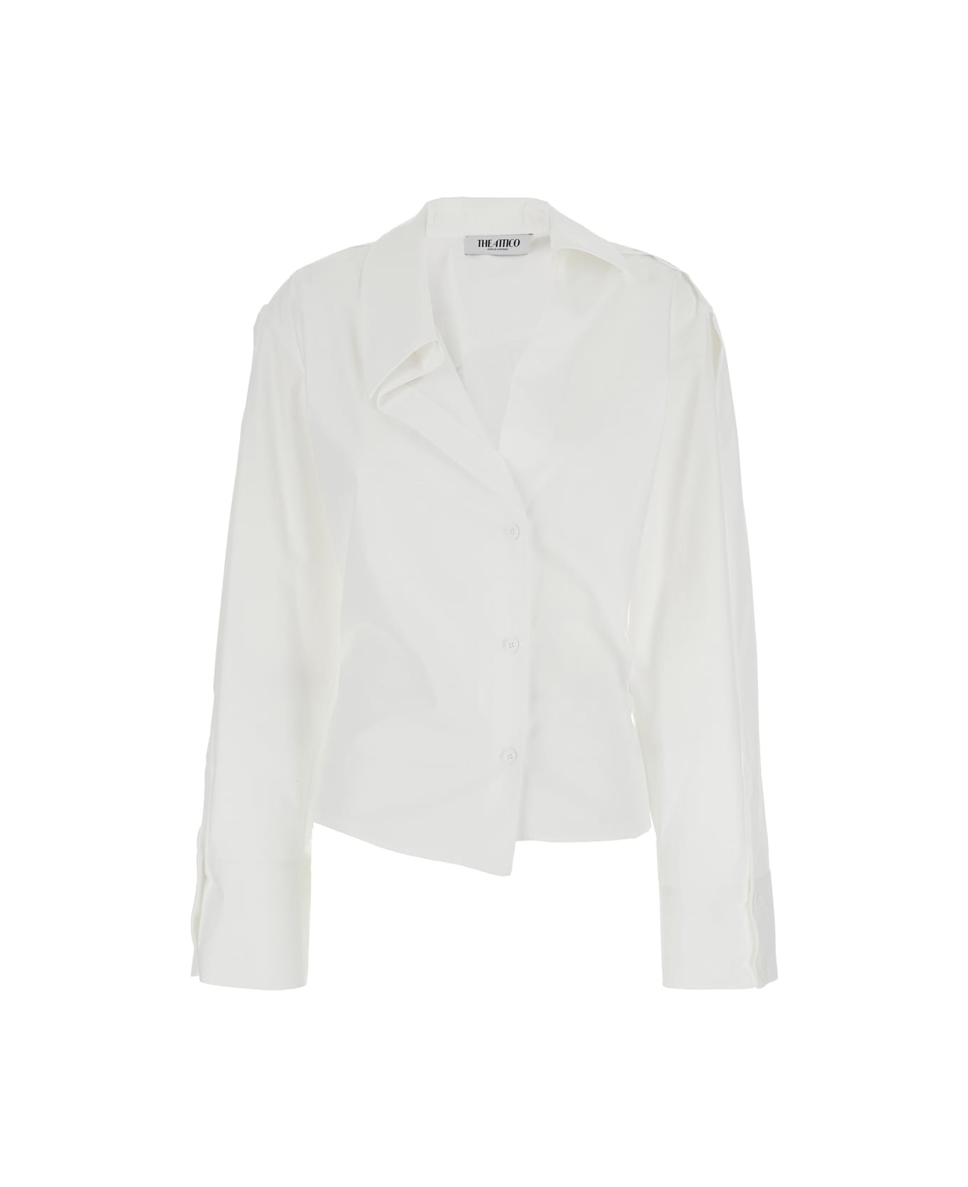 The Attico White Shirt With Asymmetric Design And Buttoned Cuffs In Cotton Wo - White