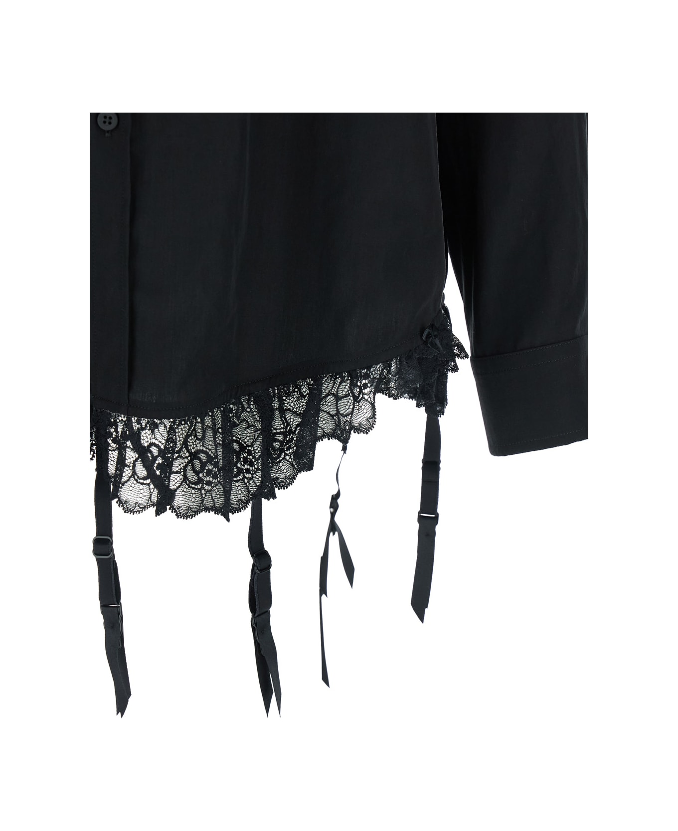 Balenciaga 
lingerie
 Black Sirt With Button-down Collar And Lingerie Detail On The Hem In Tech Fabric Woman - Black