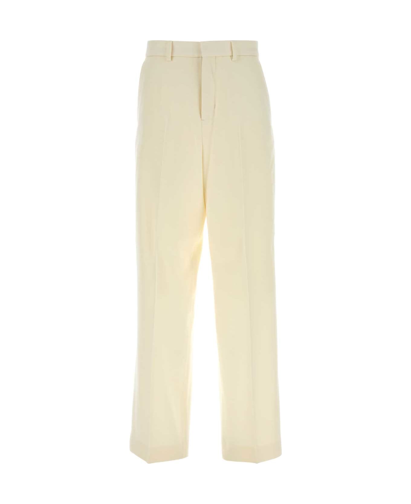 Ami Alexandre Mattiussi Ivory Wool Wide-leg Pant - IVOIRE
