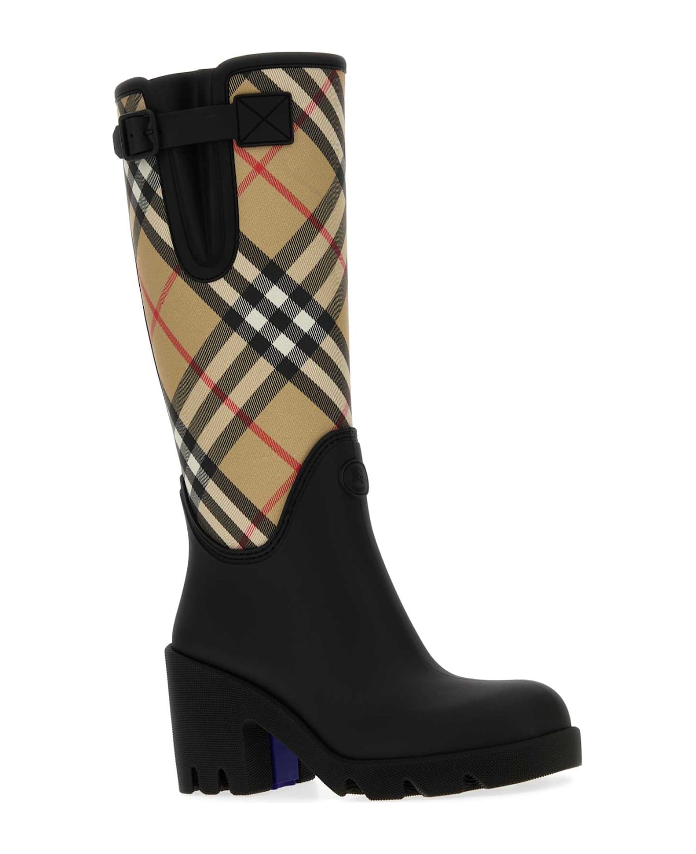 Burberry Embroidered Canvas And Rubber Boots - BLACK