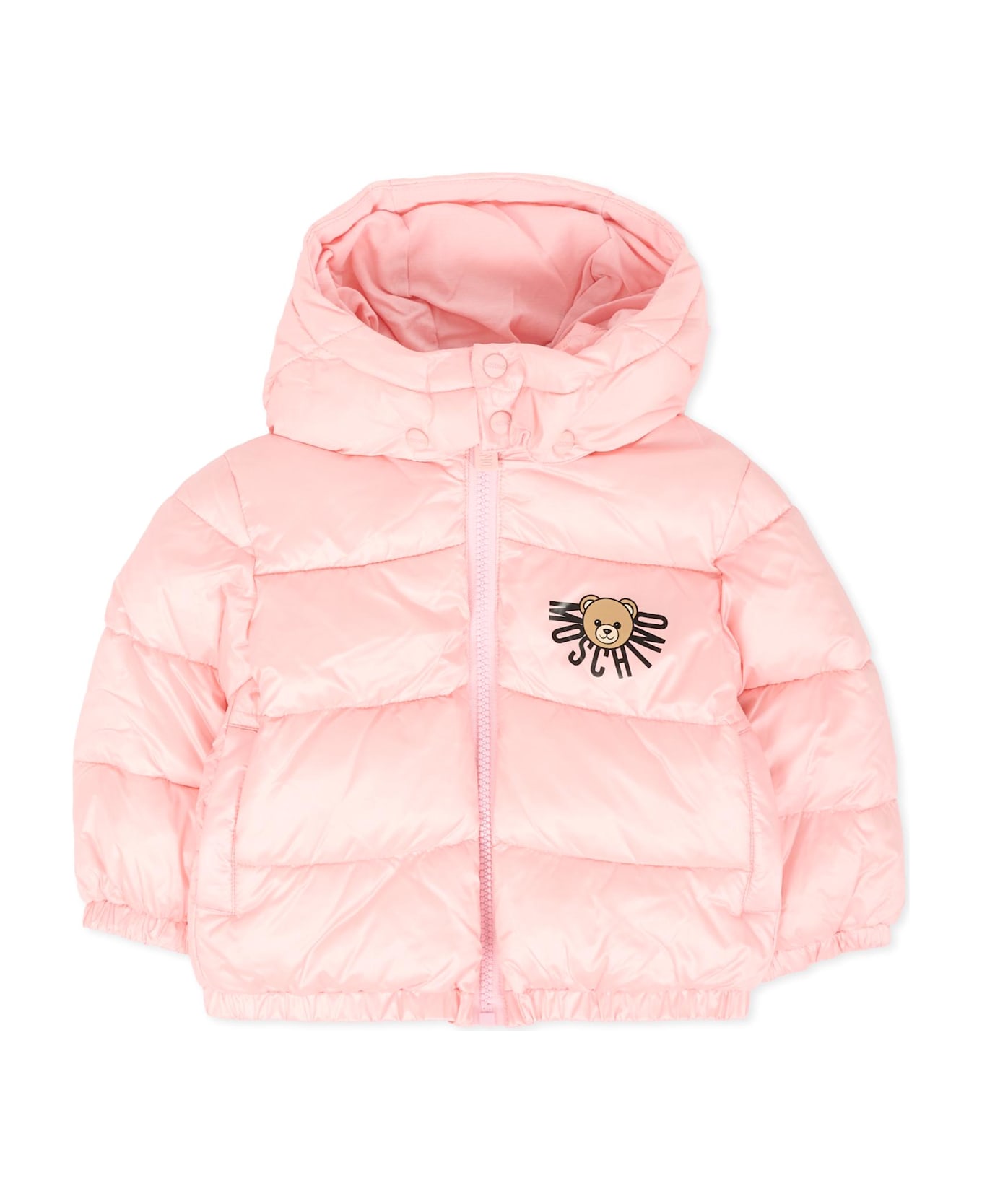 Moschino Pink Down Jacket For Baby Girl With Teddy Bear - Pink