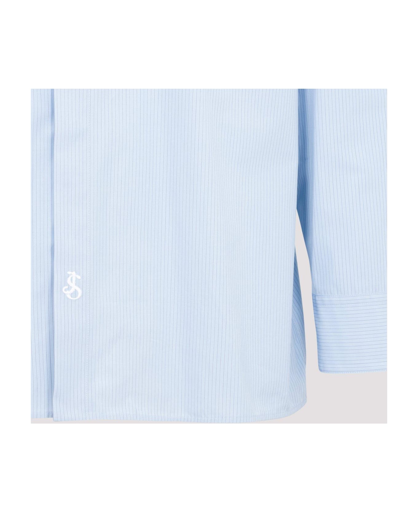 Jil Sander Logo Embroidered Long-sleeved Shirt - Azzurro