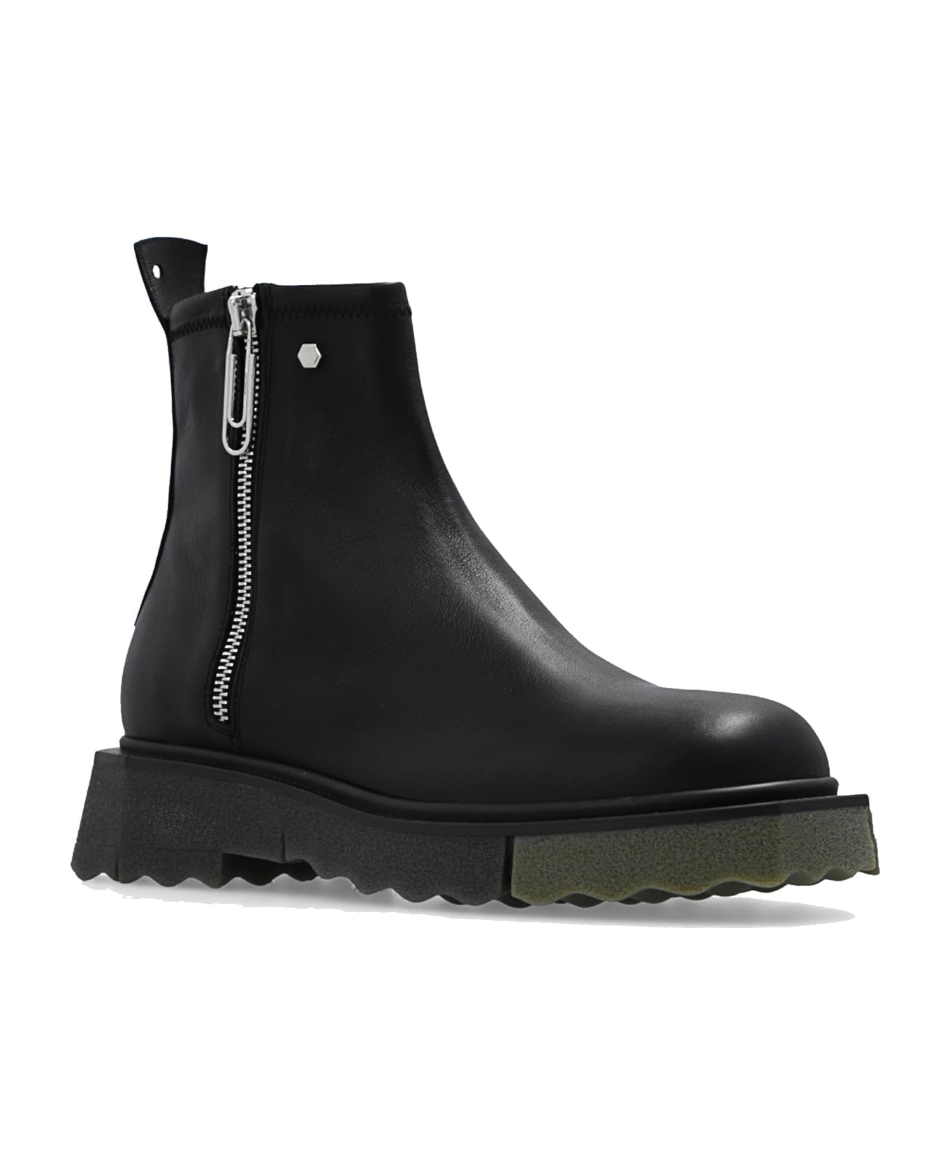 Off-White Ankle Leather Boots - Black