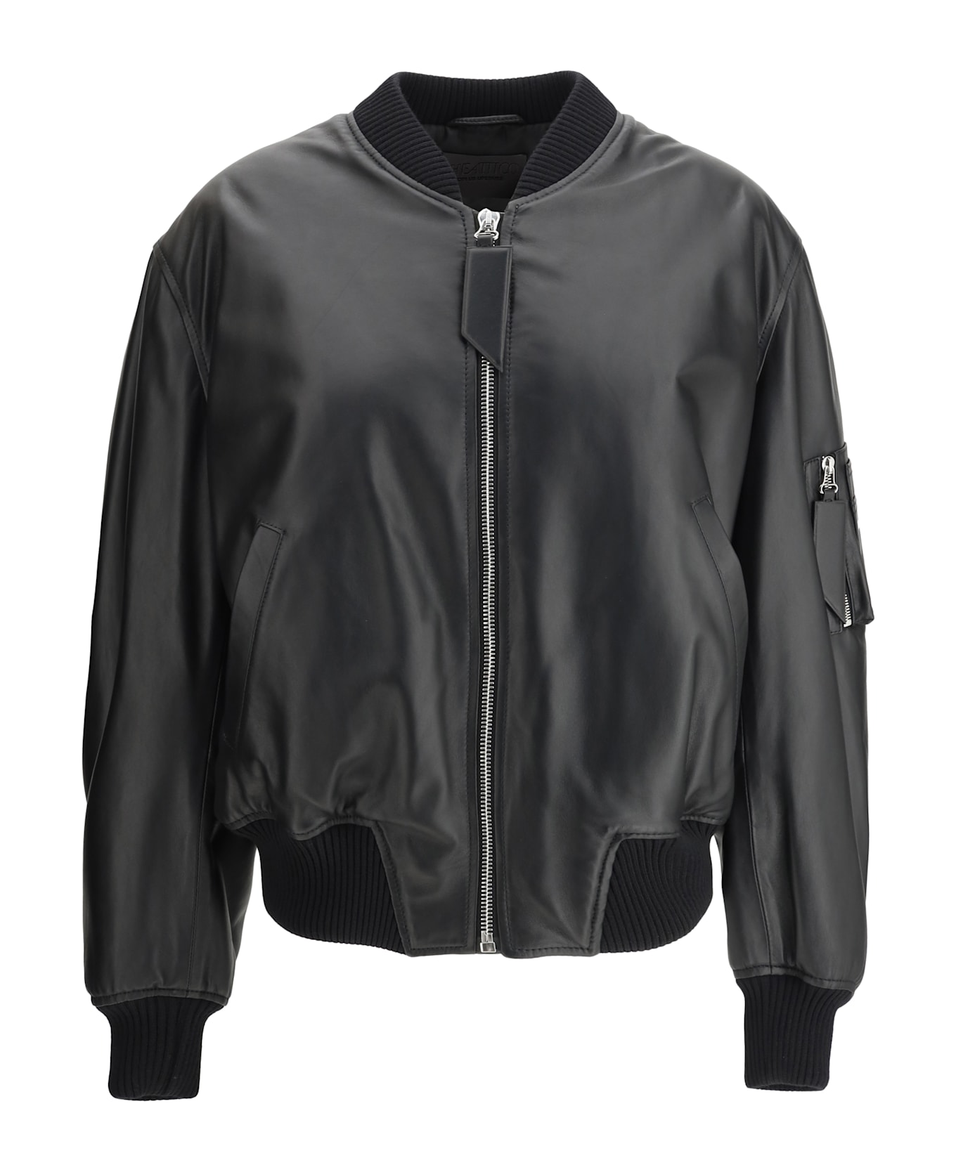 The Attico Leather Anja Bomber Jacket