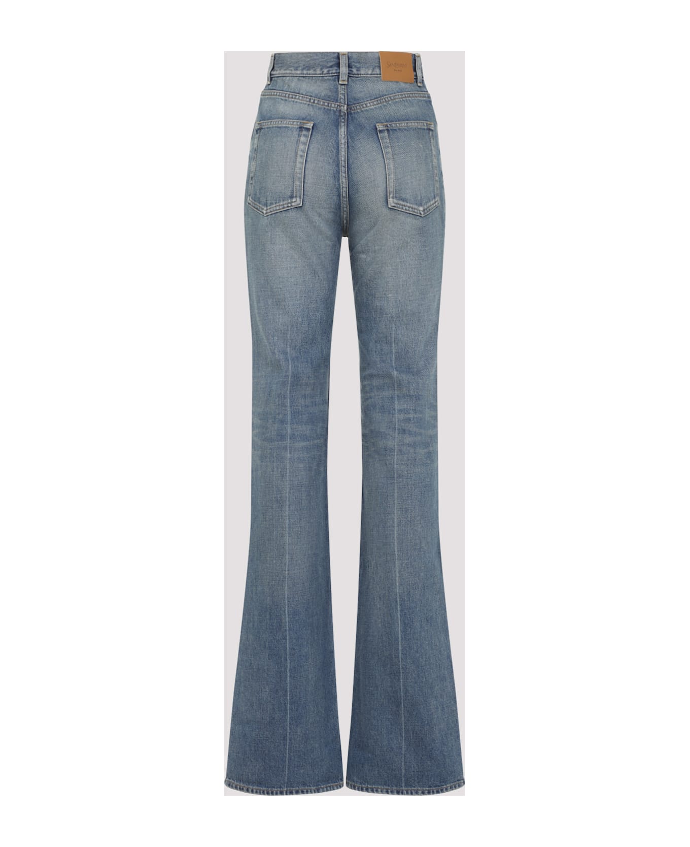 Saint Laurent 70's High Waist Straight Leg Jeans - Authentic Medium Blu