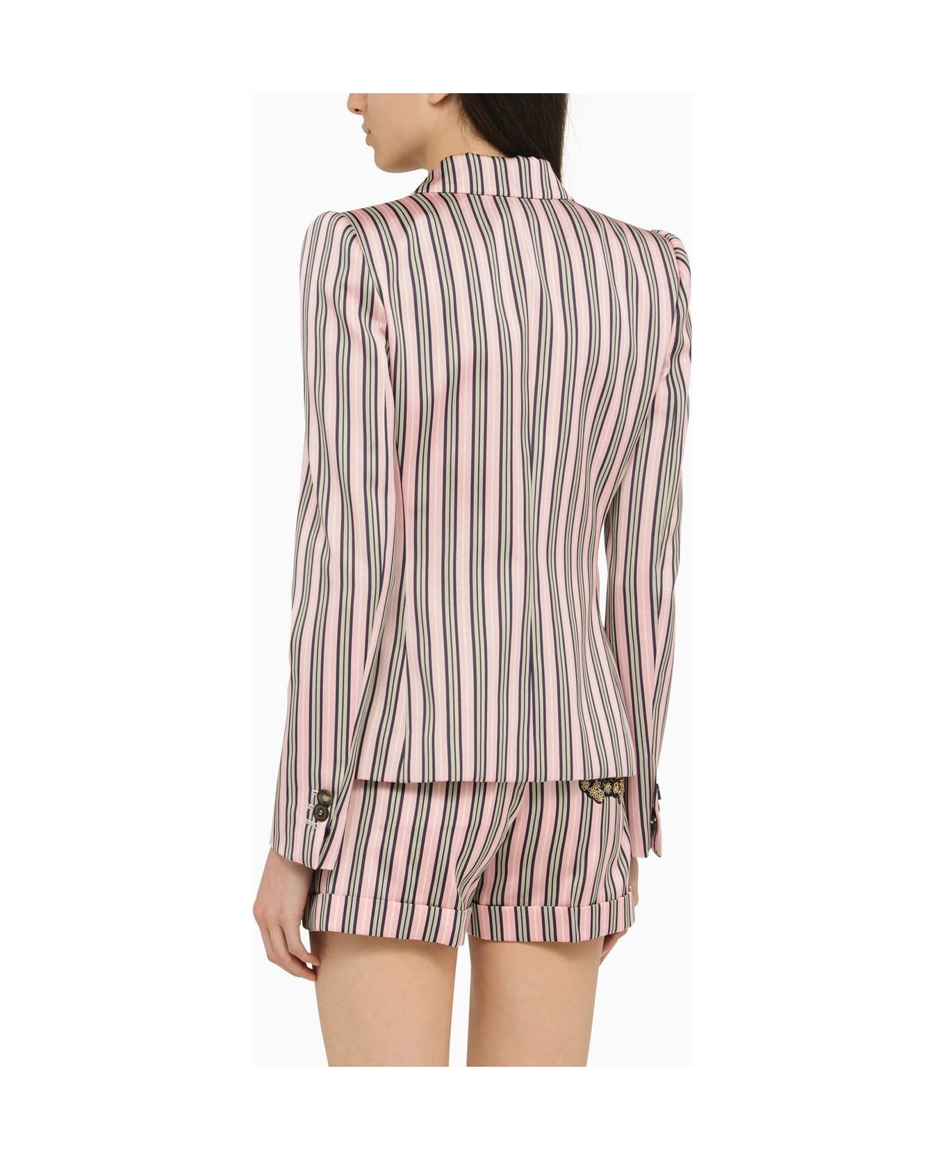 Dsquared2 Pink\/blue Striped Single-breasted Jacket In Cotton Blend - F ジャケット