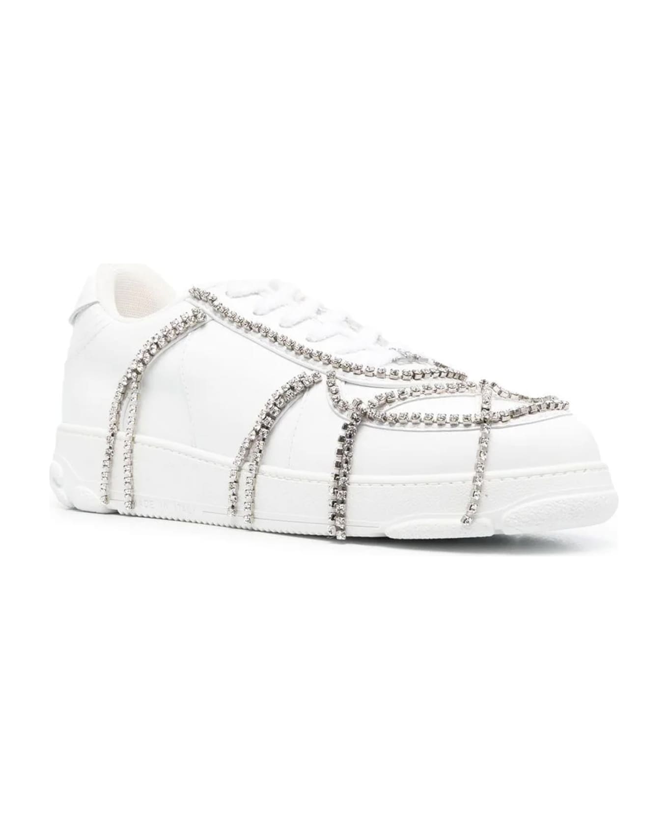 GCDS Crystal Embellished Sneakers - White