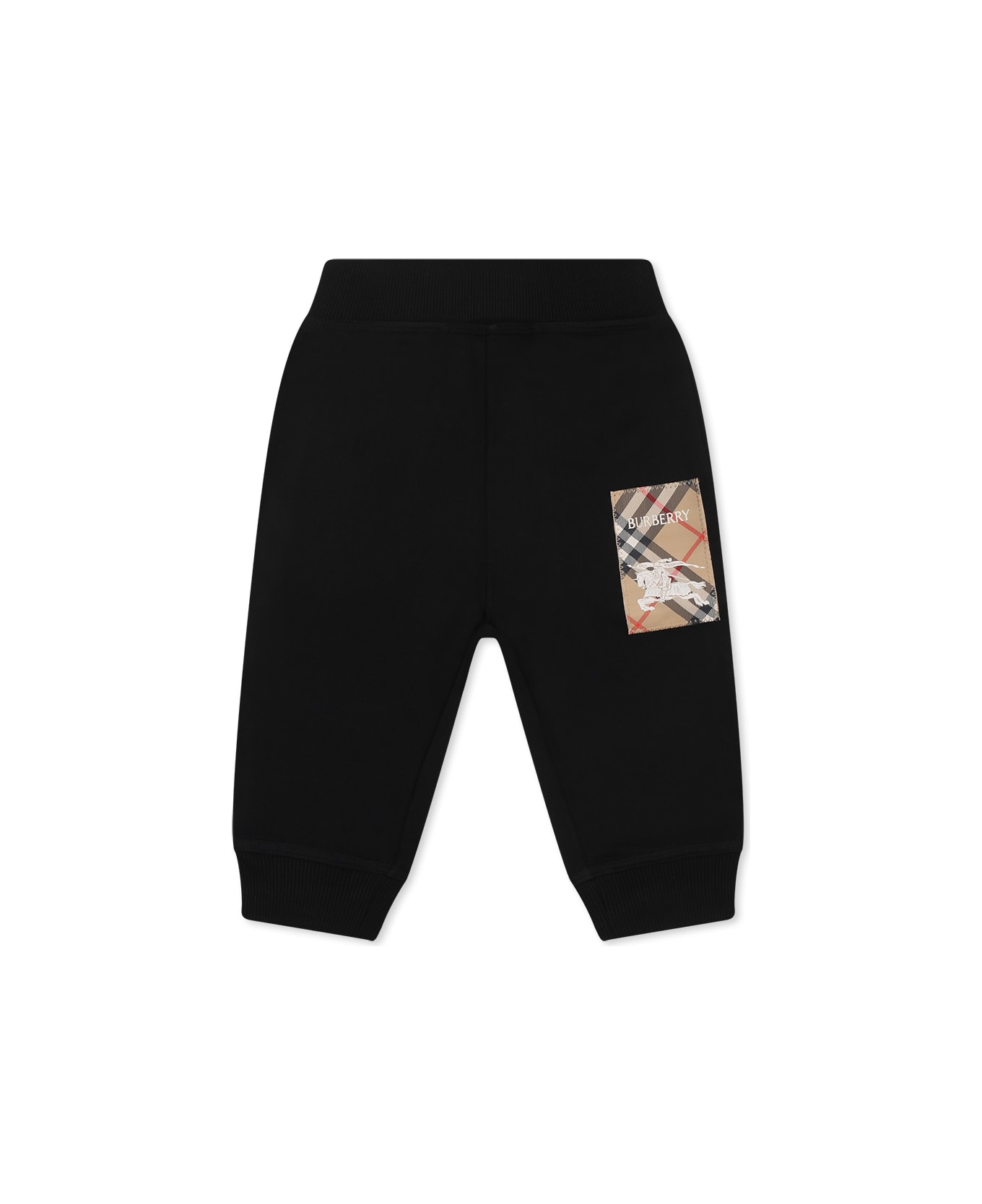Burberry Black Trousers For Babykids With Vintage Check - Black