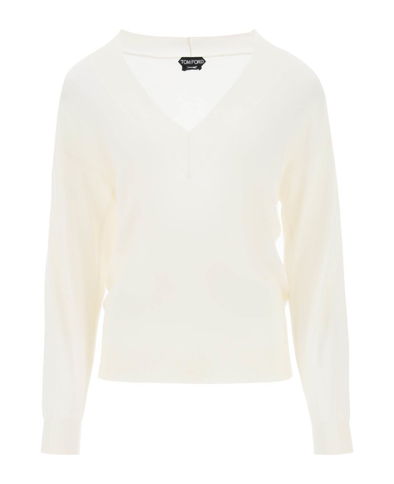 Tom Ford Sweater In Cashmere And Silk - CHALK (White)