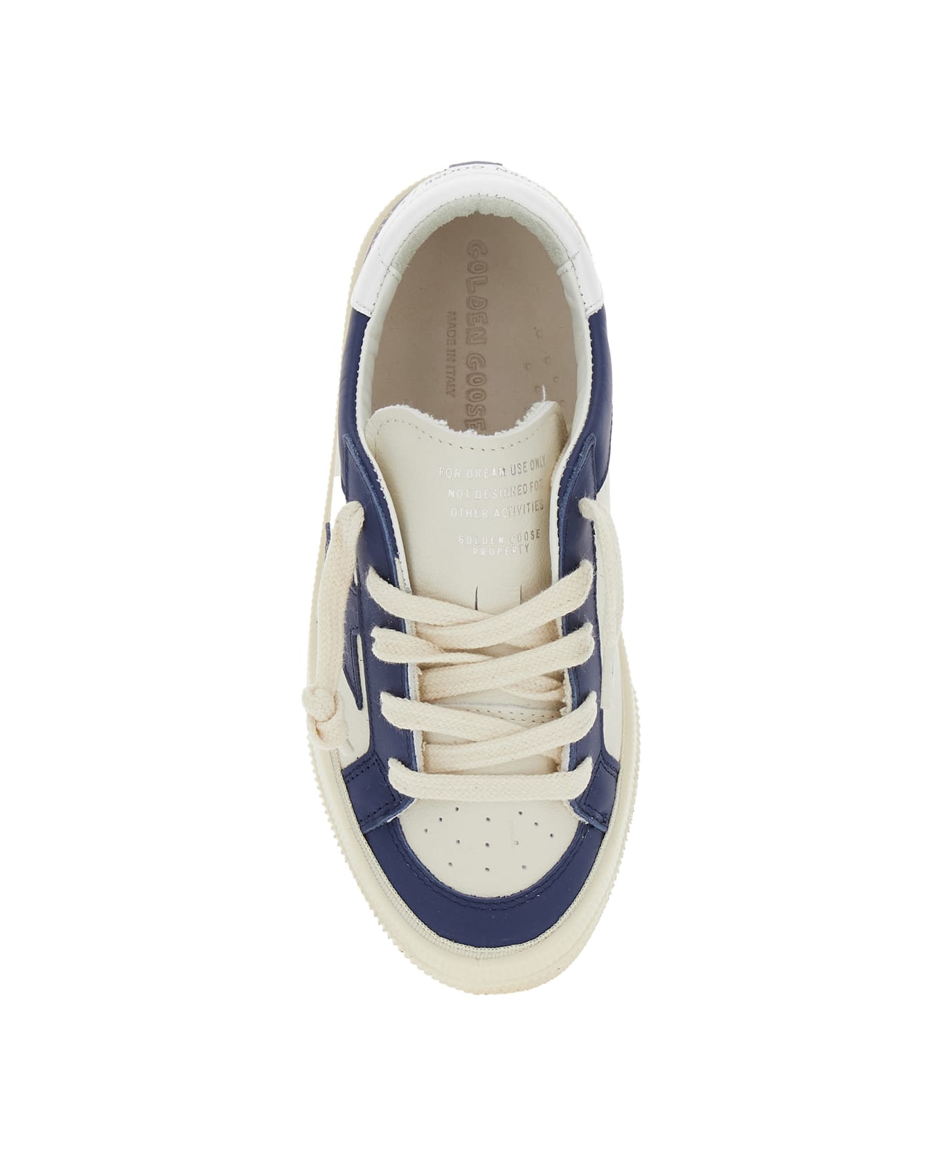Golden Goose 'may' Blue Sneakers With Star Patch On The Side And Logo Lettering On The Side In Leather Boy - Blu