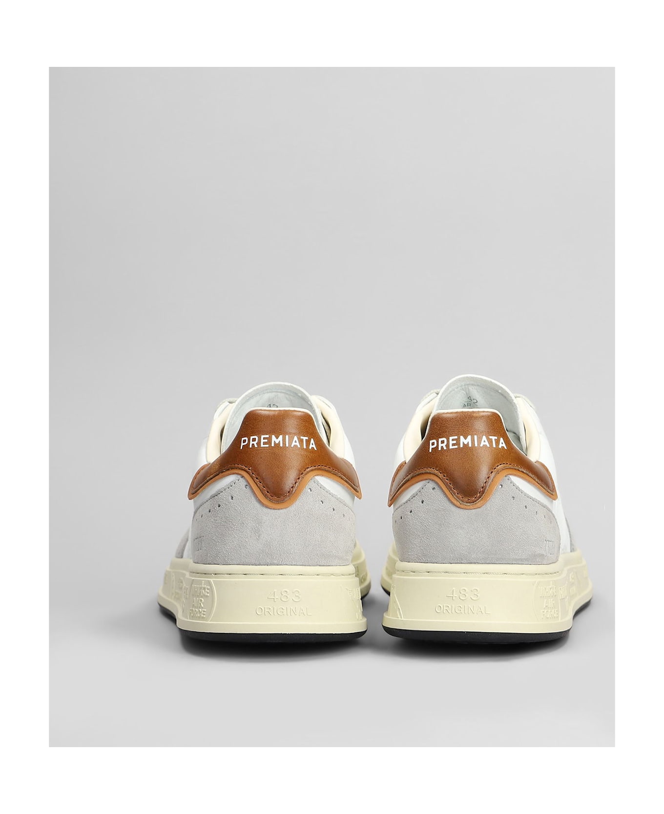 Premiata Quinn Sneakers In White Suede And Leather - white