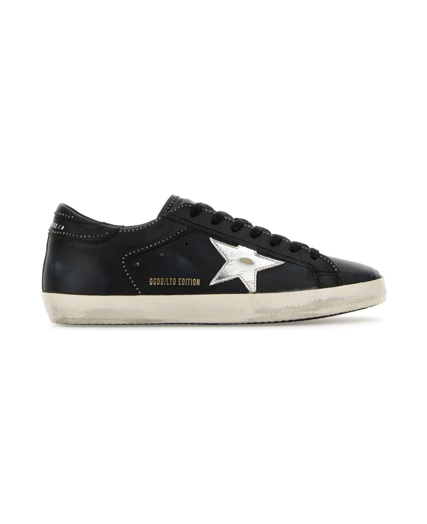 Golden Goose Black Leather Superstar Classic Sneakers - BLACKSILVER