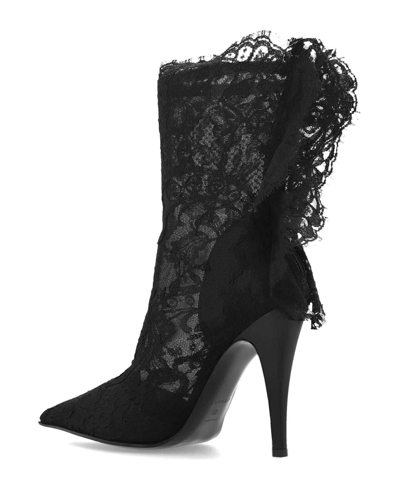 Alexander McQueen Lace Ankle Boots 
heron
 - BLACK