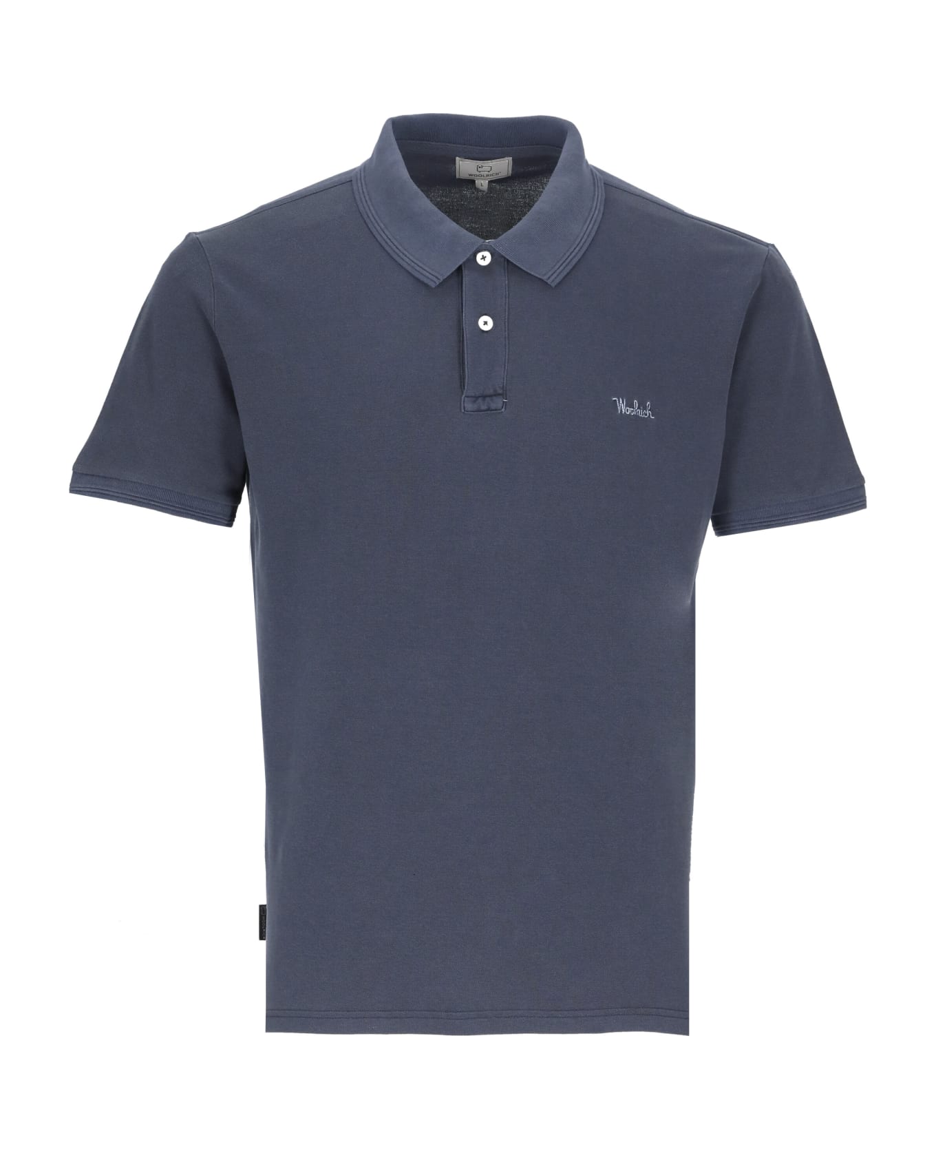 Woolrich Two Buttons Polo Shirt With Logo - Melton Blue